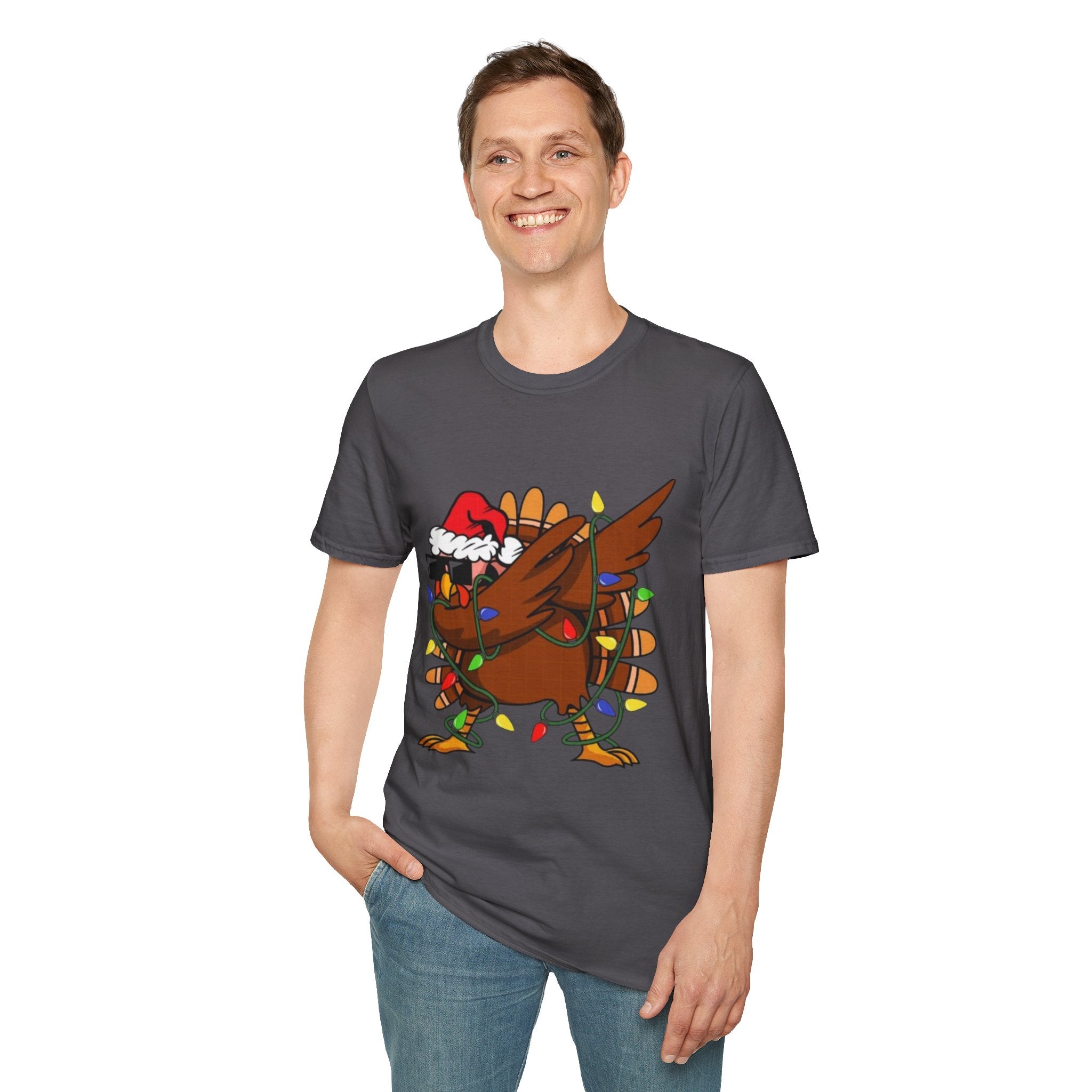 Dabbing Christmas Turkey Unisex Softstyle T-Shirt