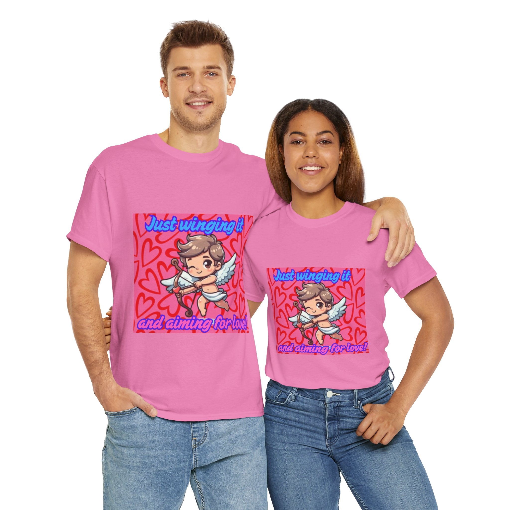 Just Winging It And Aiming For Love Unisex Heavy Cotton T-Shirt