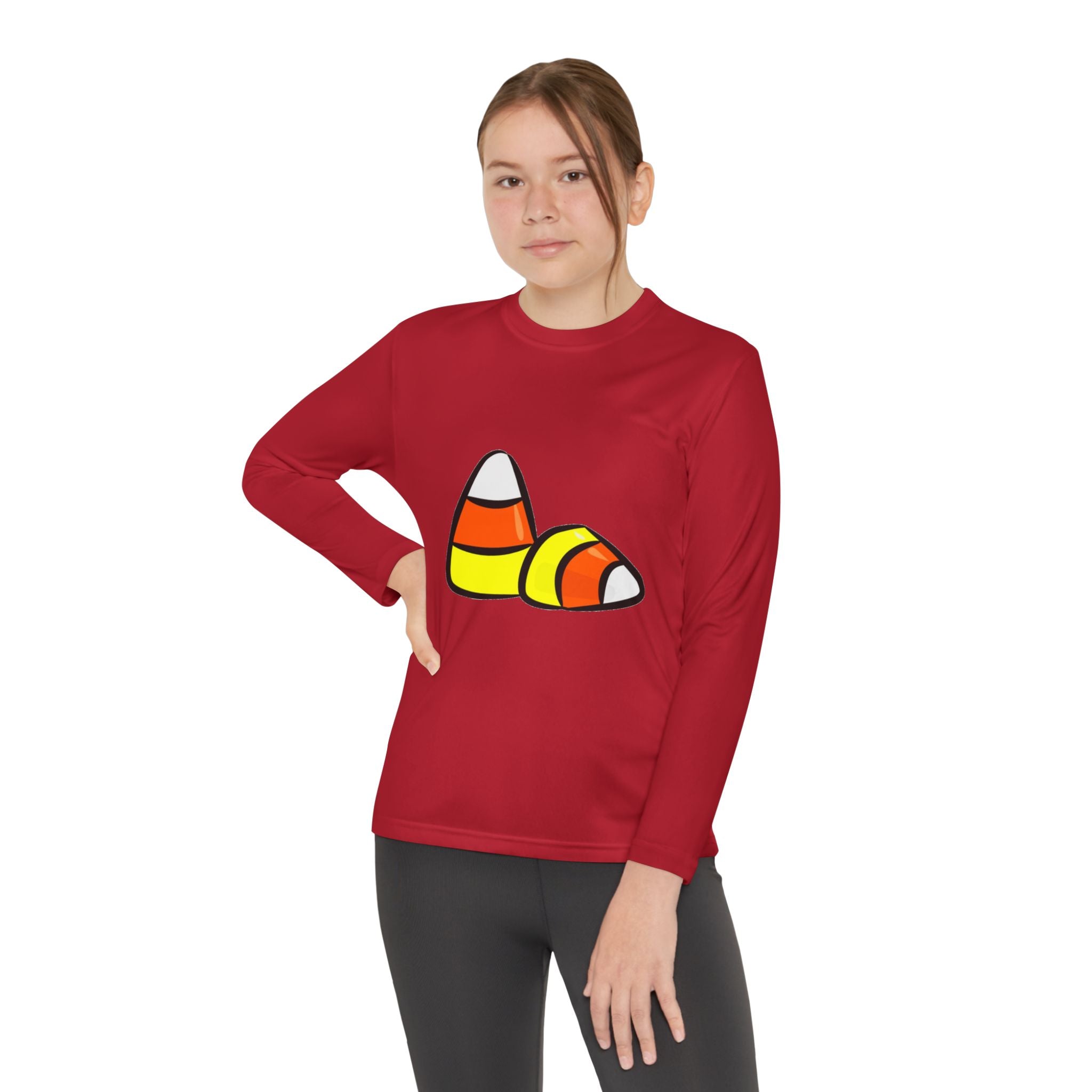 Halloween Candy Corn Youth Long Sleeve Competitor T-Shirt