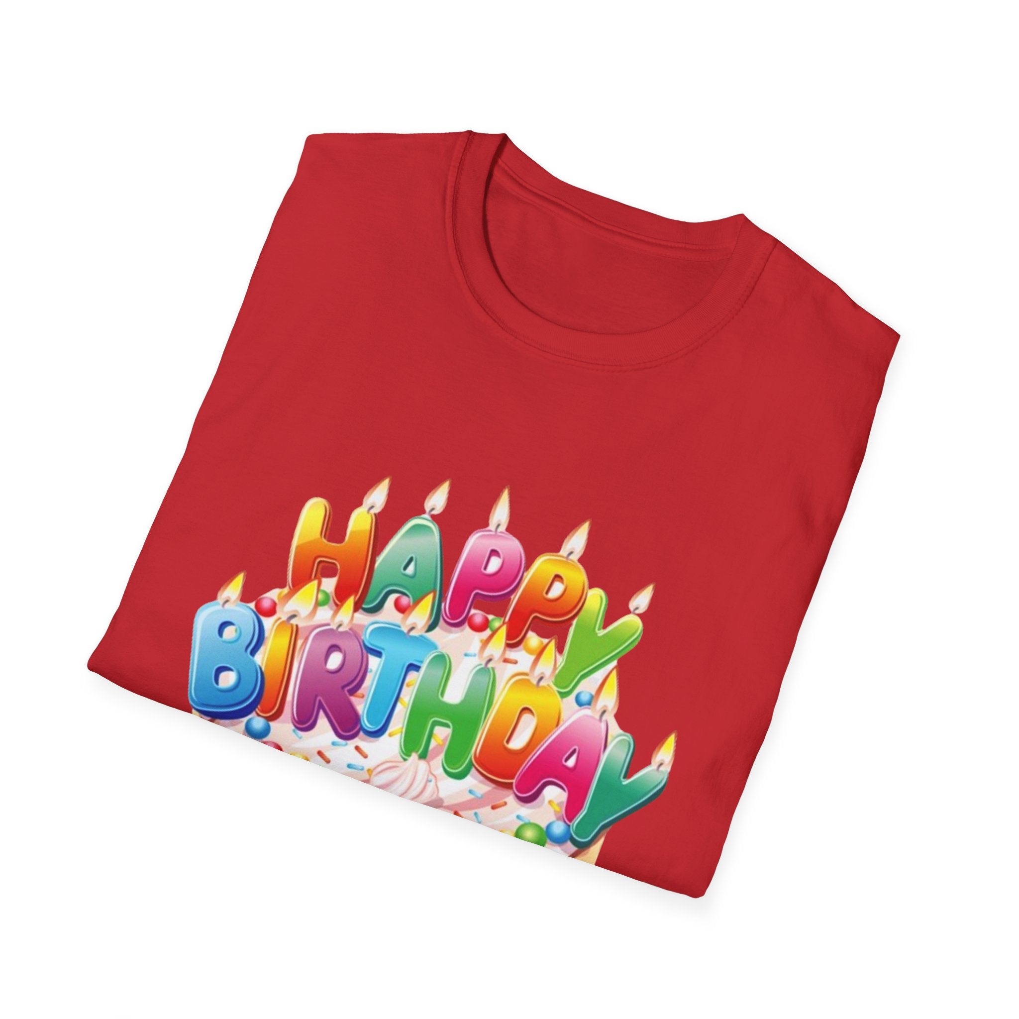 Happy Birthday Cake Unisex Softstyle T-Shirt-Personalize It!