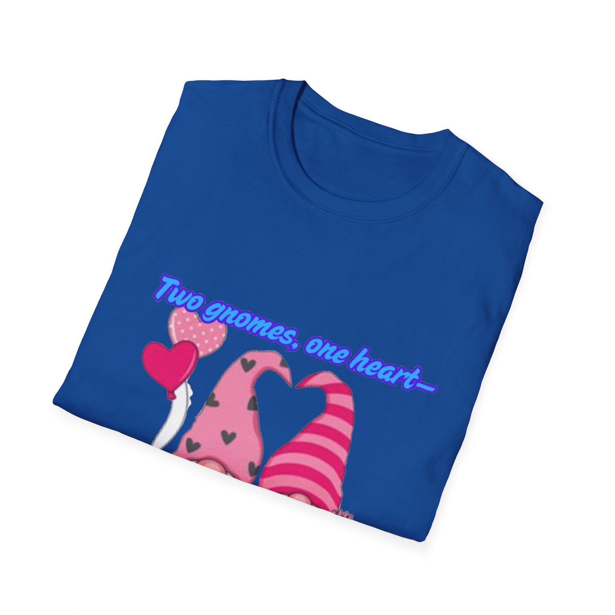 Two Gnomes, One Heart- Let's Make Love Grow Wild Unisex Softstyle T-Shirt