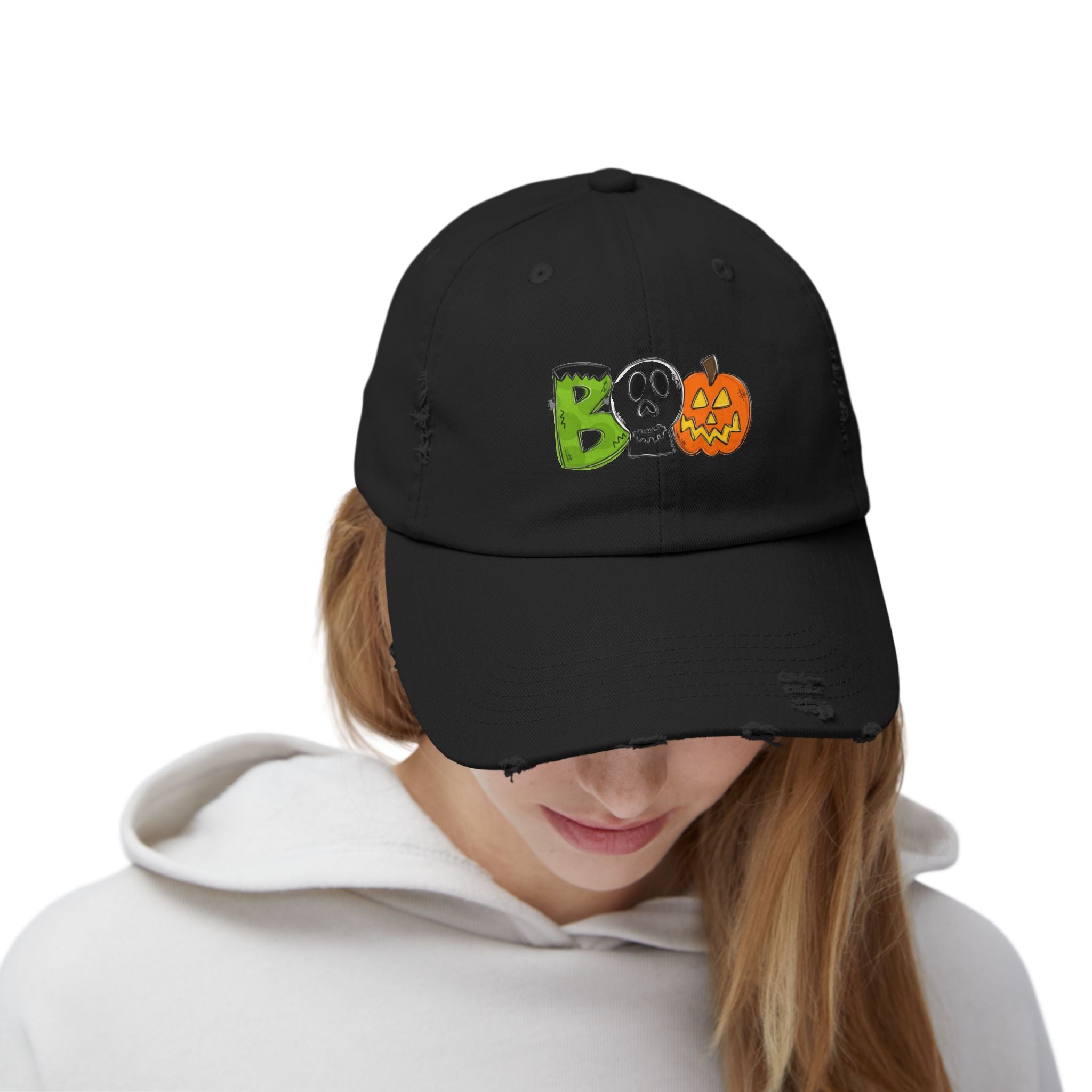 Halloween BOO Unisex Distressed Cap