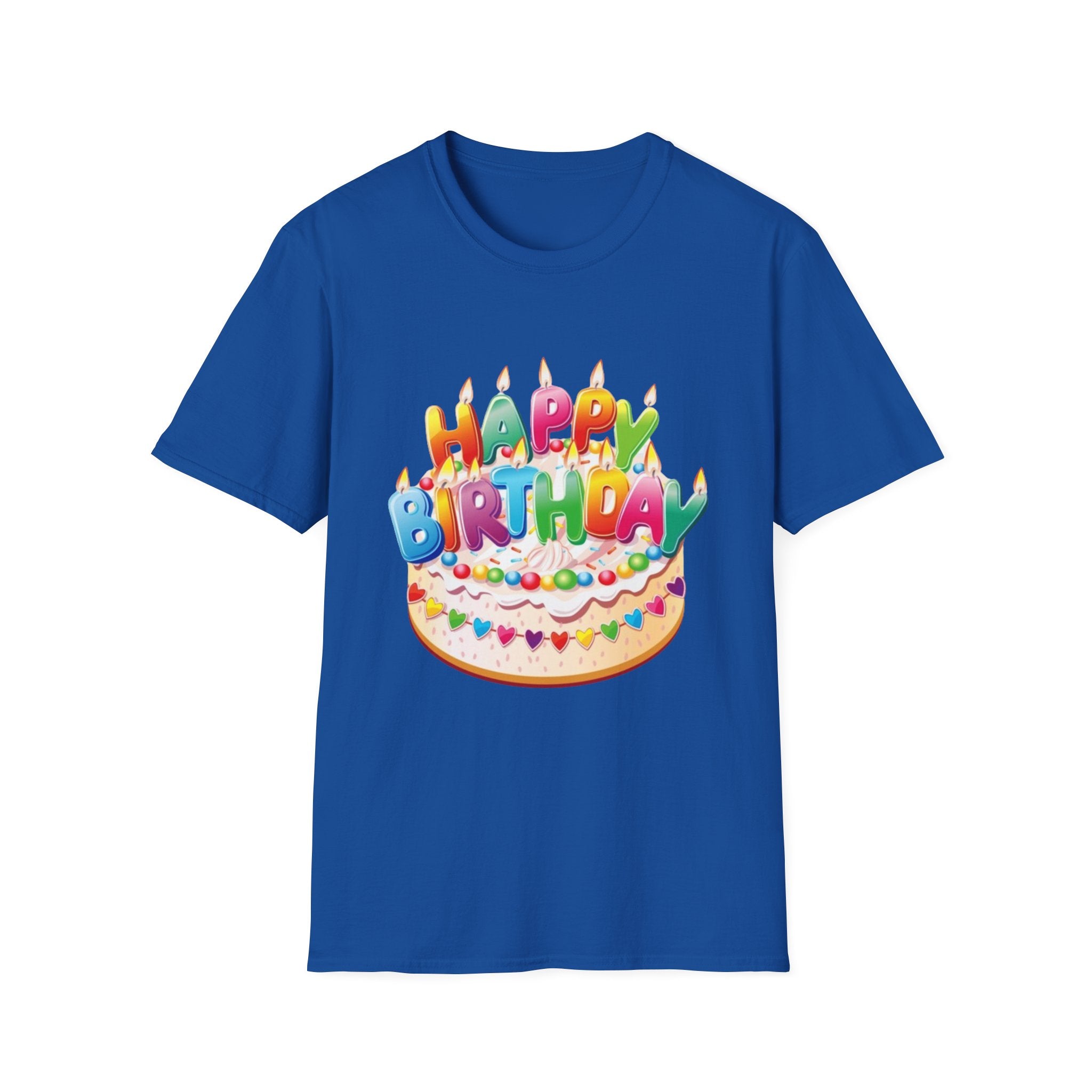 Happy Birthday Cake Unisex Softstyle T-Shirt-Personalize It!