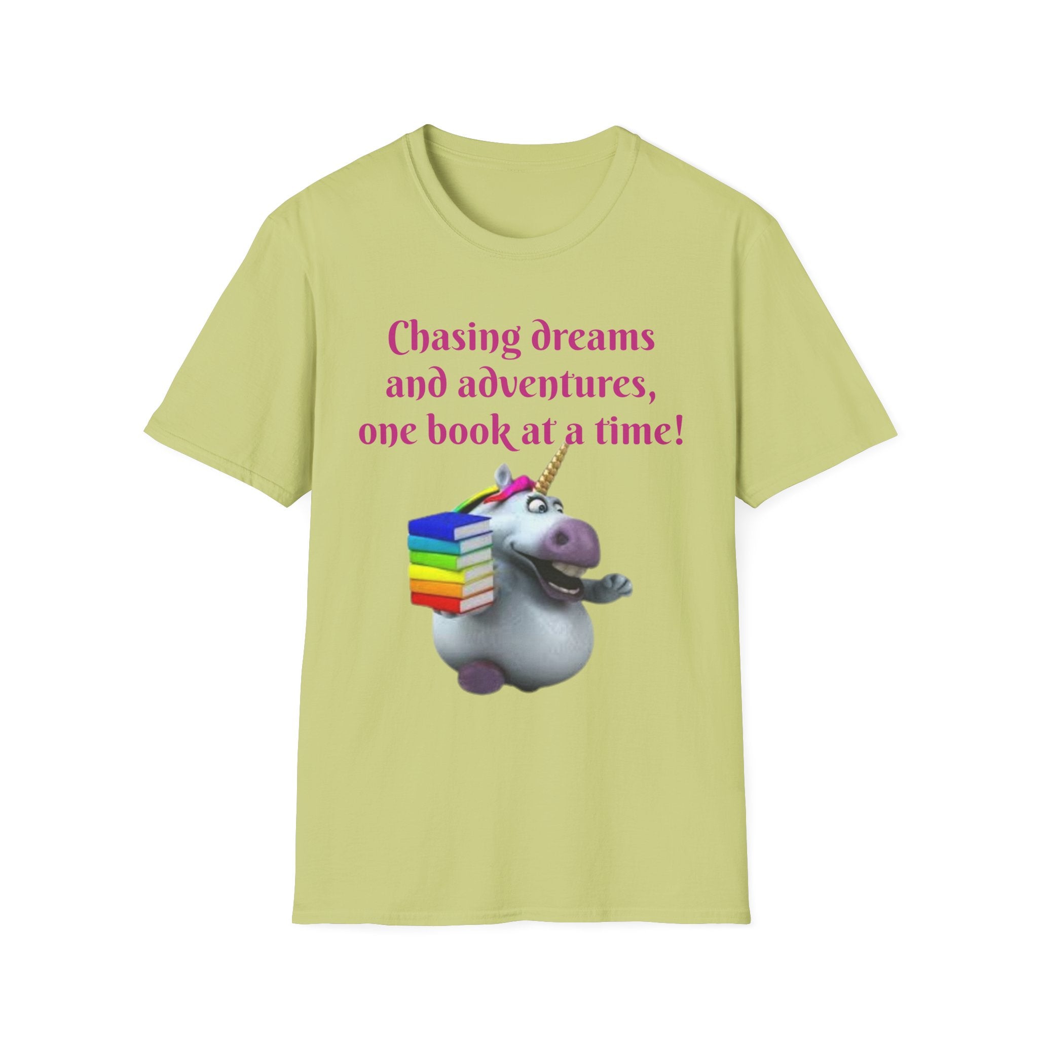Chasing Dreams And Adventures, One Book At A Time! Unicorn Unisex Softstyle T-Shirt