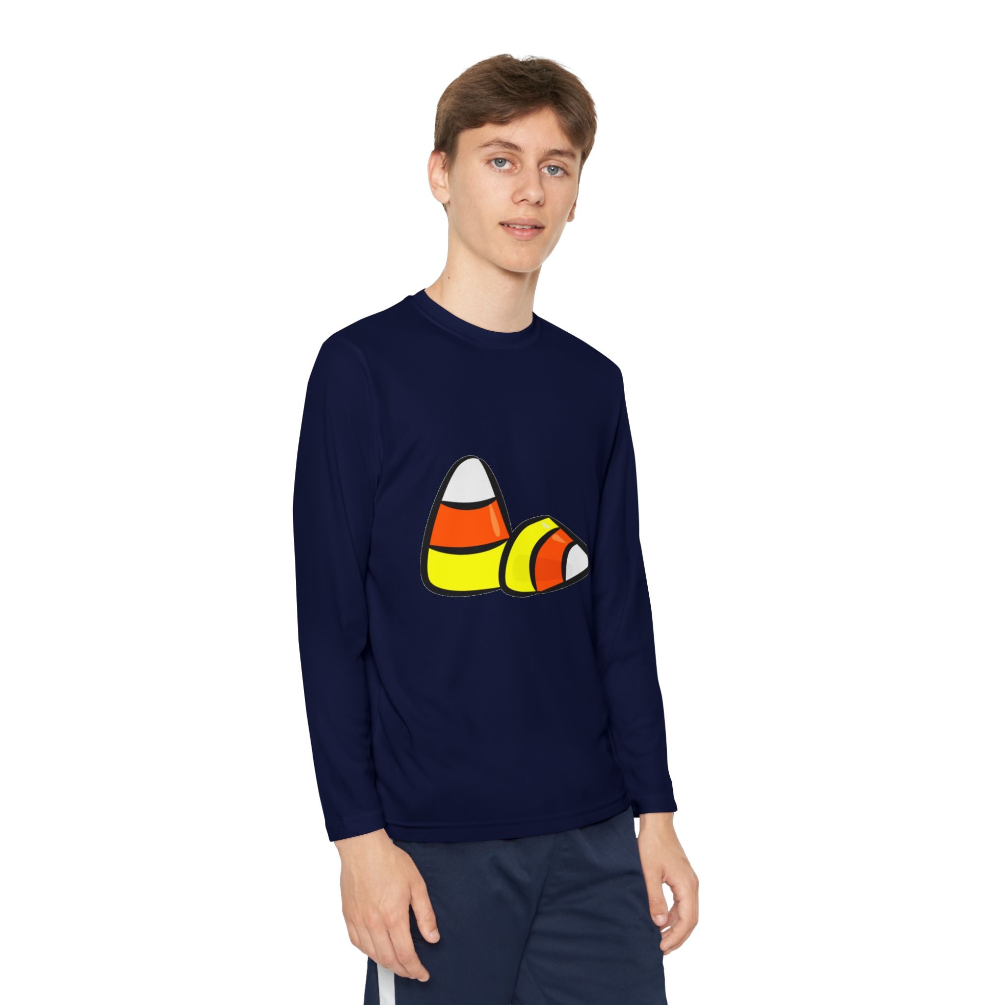 Halloween Candy Corn Youth Long Sleeve Competitor T-Shirt