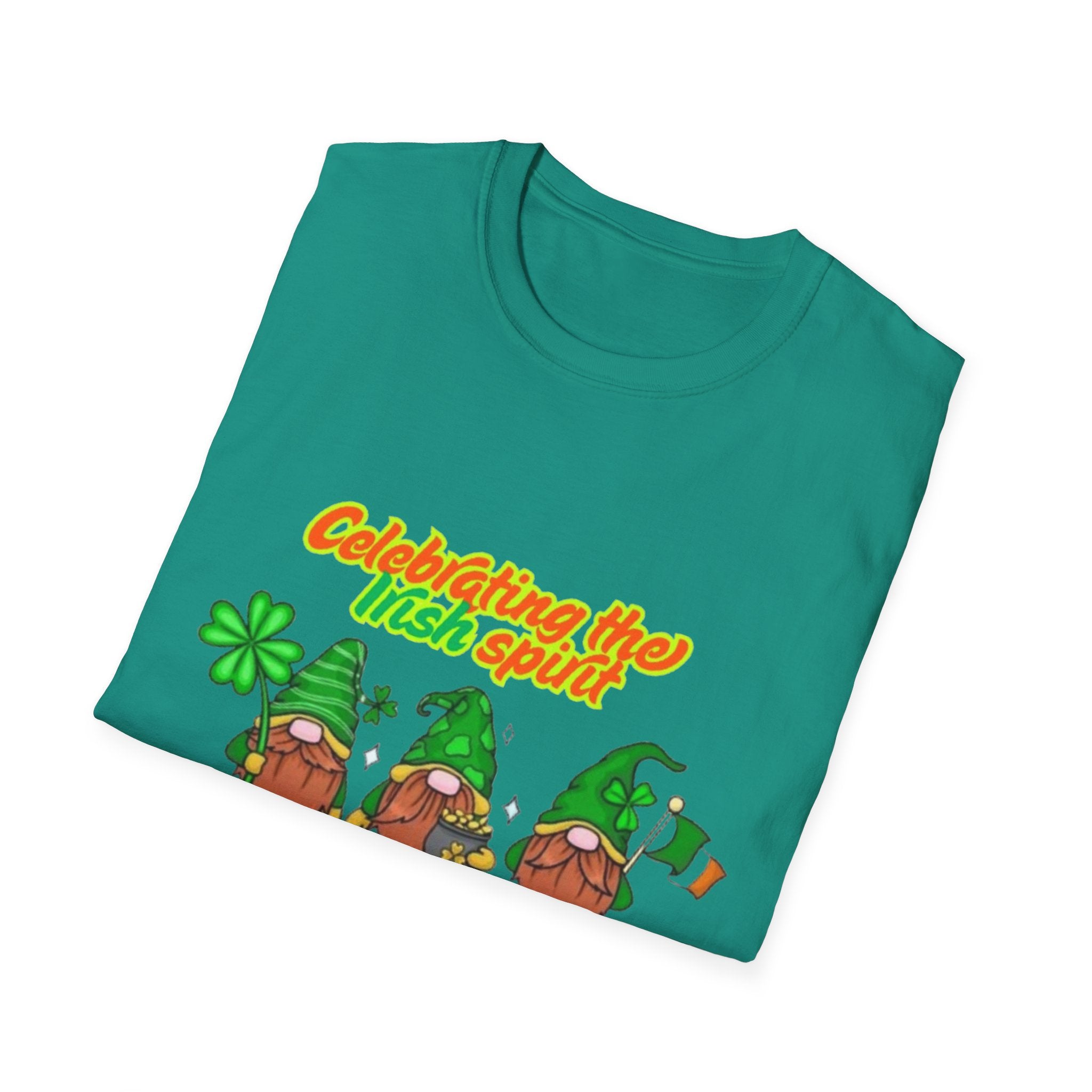 Celebrating the Irish Spirit One Gnome At A Time Unisex Softstyle T-Shirt