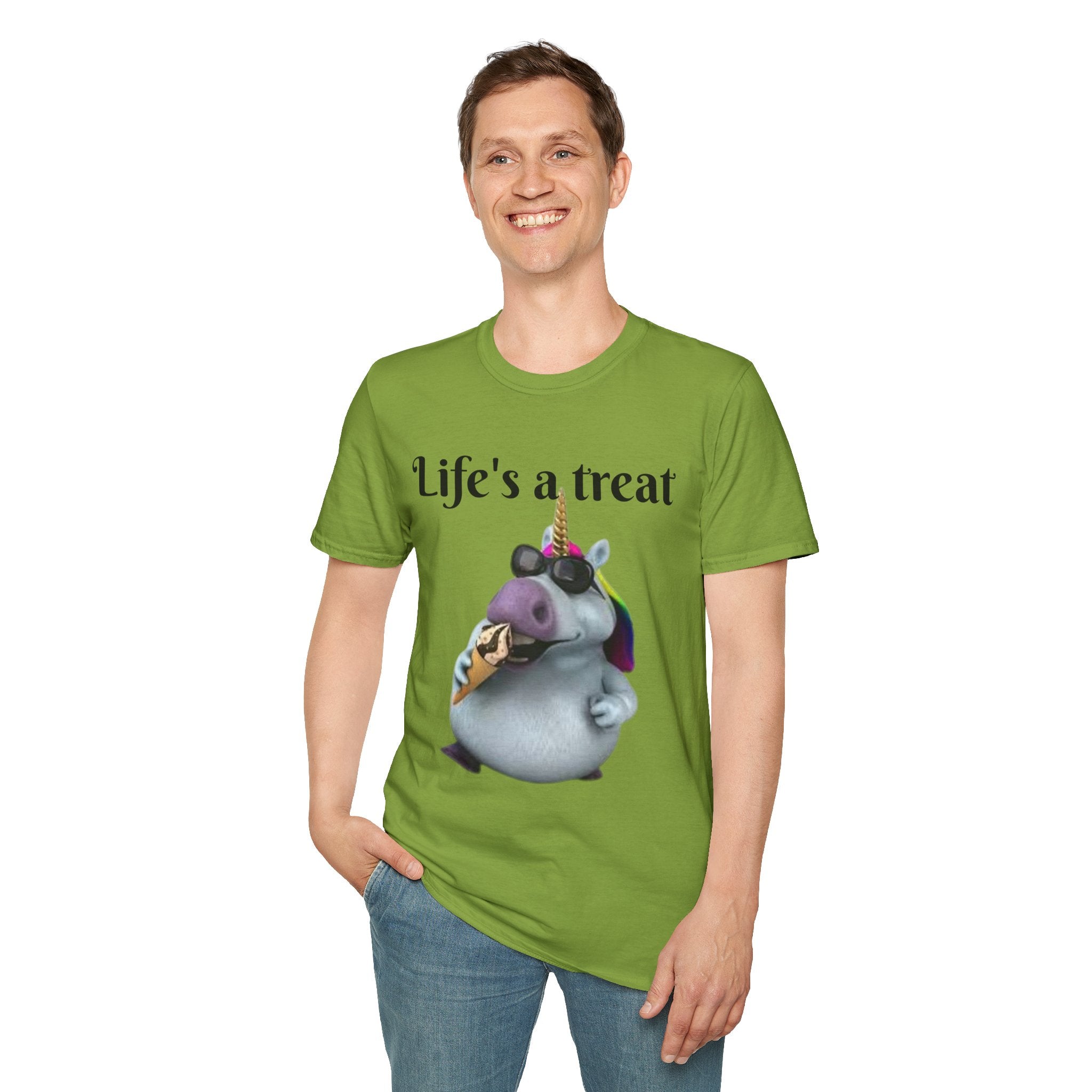 Life's A Treat Unicorn Unisex Softstyle T-Shirt