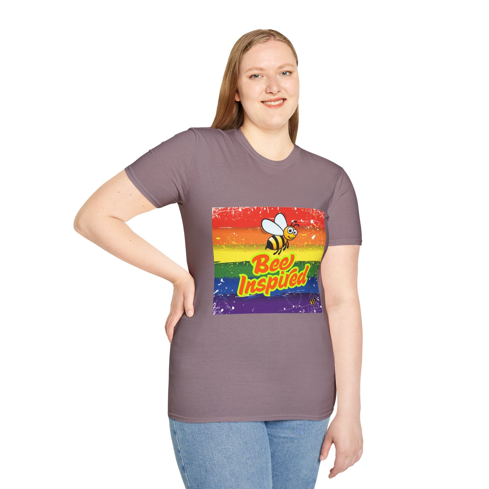 Bee Inspired Rainbow Unisex Softstyle T-Shirt