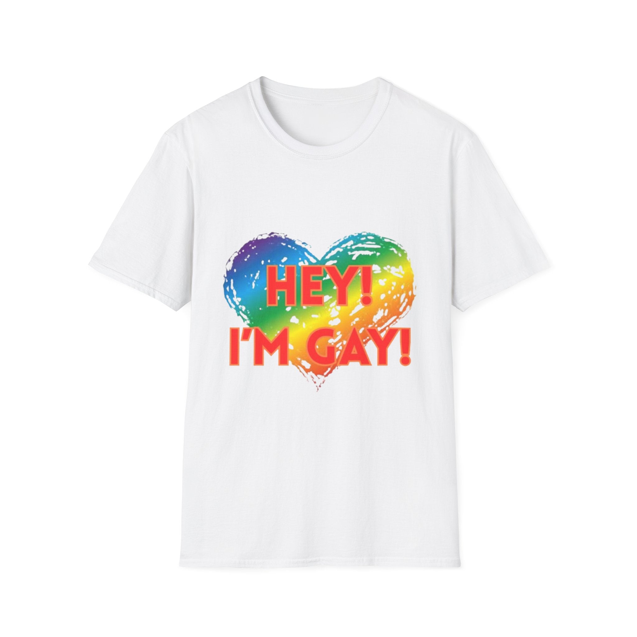 Hey I'm Gay! Unisex Softstyle T-Shirt