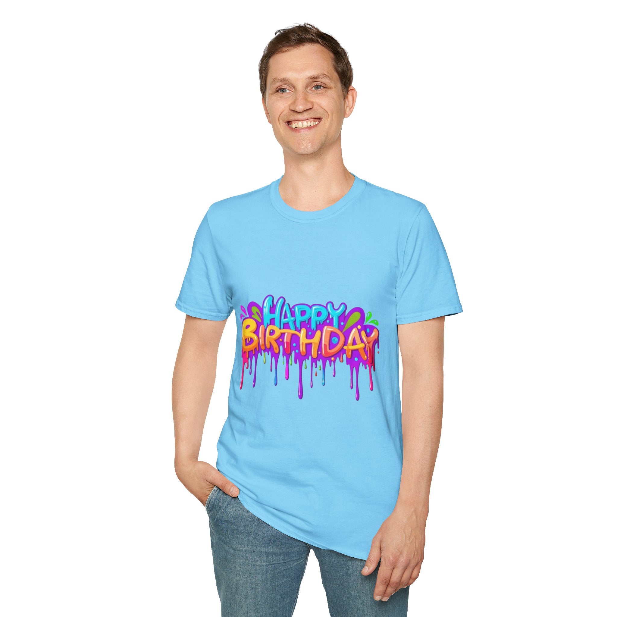 Happy Birthday Unisex Softstyle Short Sleeve T-Shirt Personalize It!