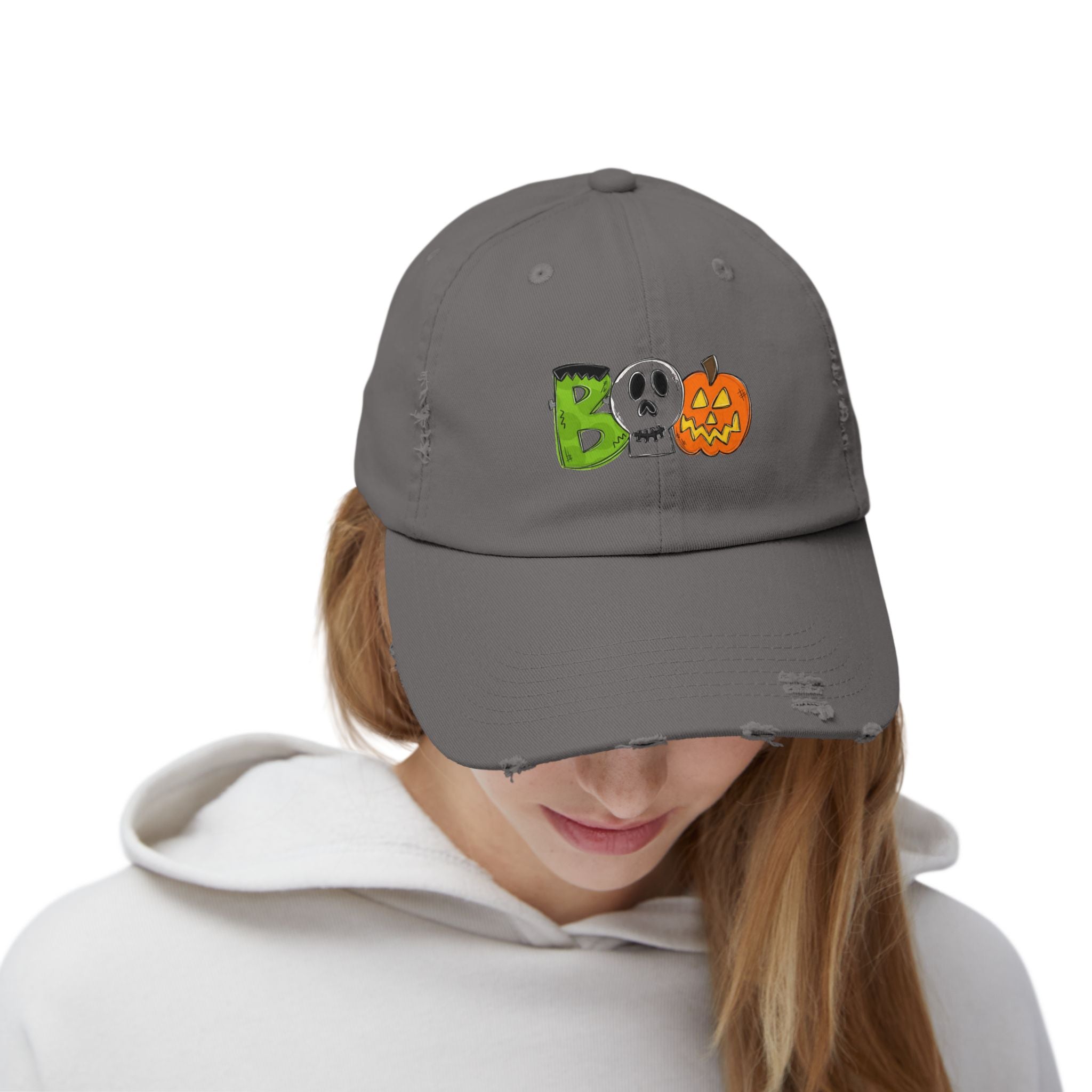 Halloween BOO Unisex Distressed Cap
