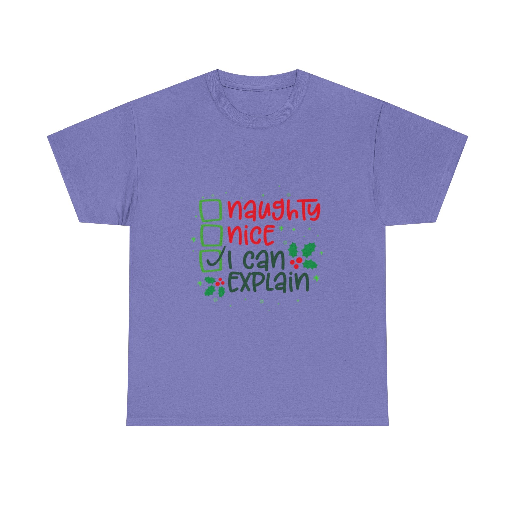 Naughty, Nice, I Can Explain Unisex Heavy Cotton T-Shirt