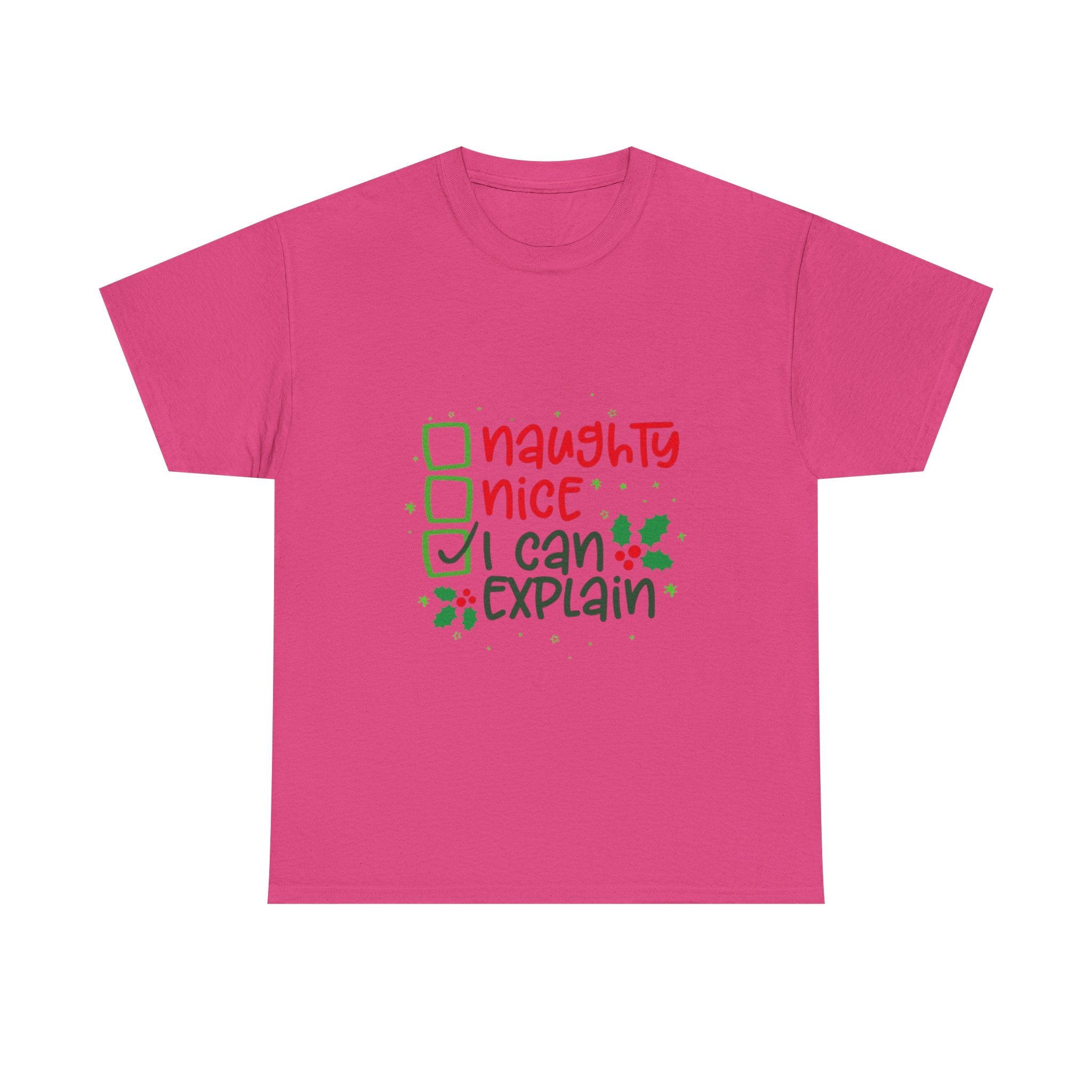 Naughty, Nice, I Can Explain Unisex Heavy Cotton T-Shirt