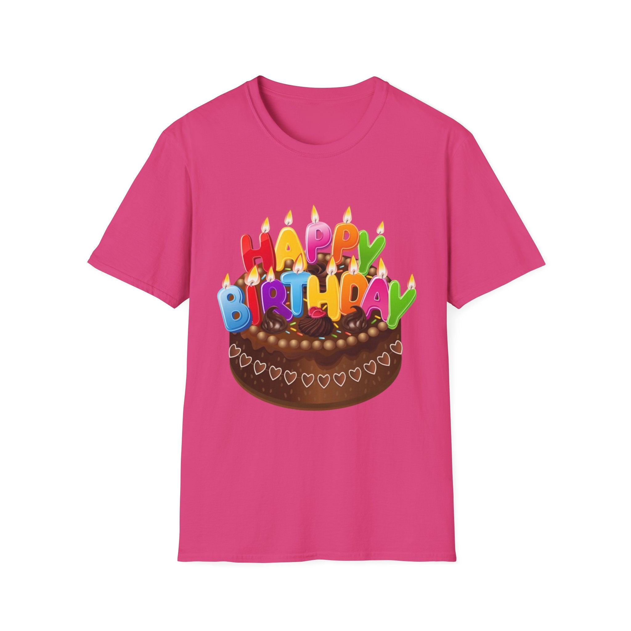 Happy Birthday Cake Unisex Softstyle T-Shirt Personalize It!