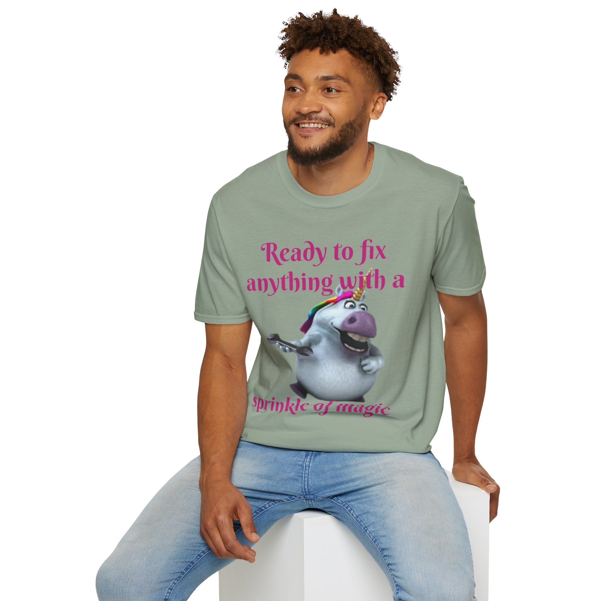 Ready To Fix Anything With A Sprinkle Of Magic Unicorn Unisex Softstyle T-Shirt