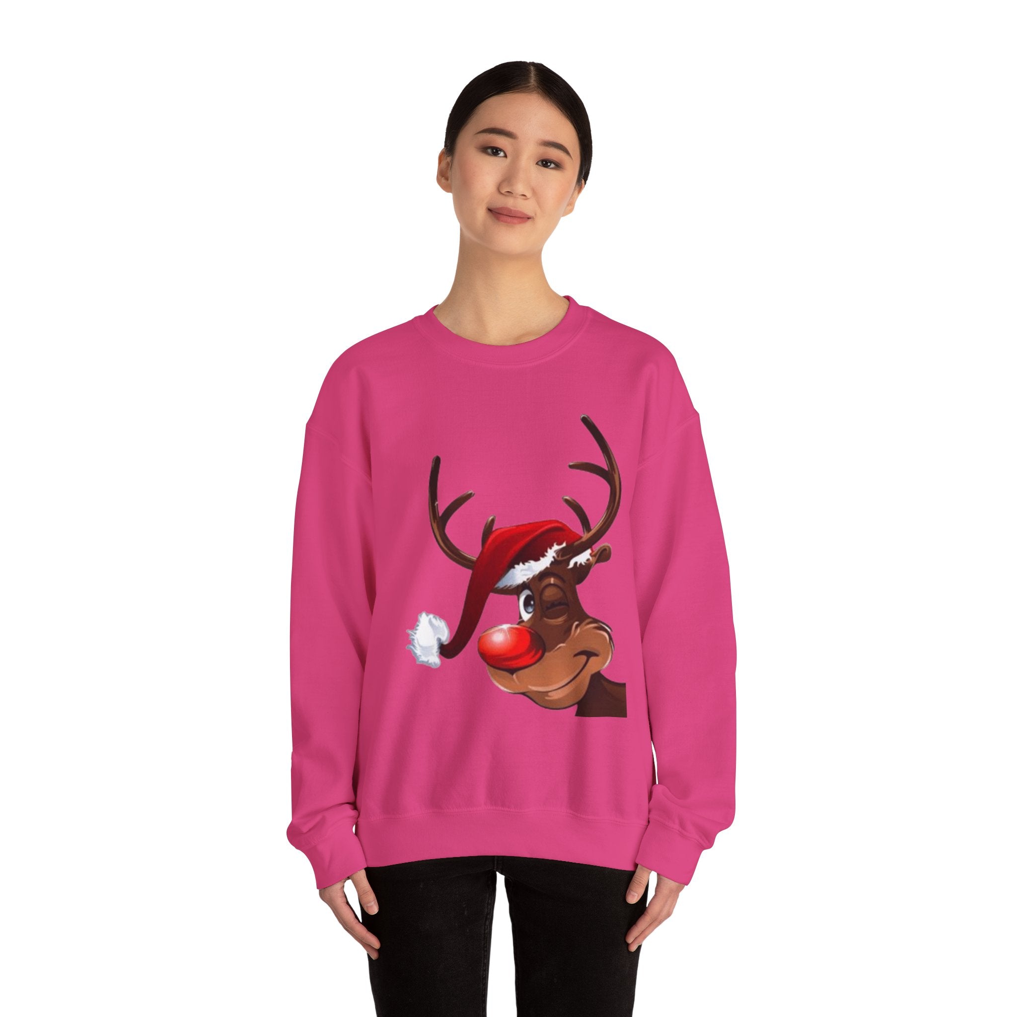 Festive Reindeer Unisex Heavy Blend™ Crewneck Sweatshirt