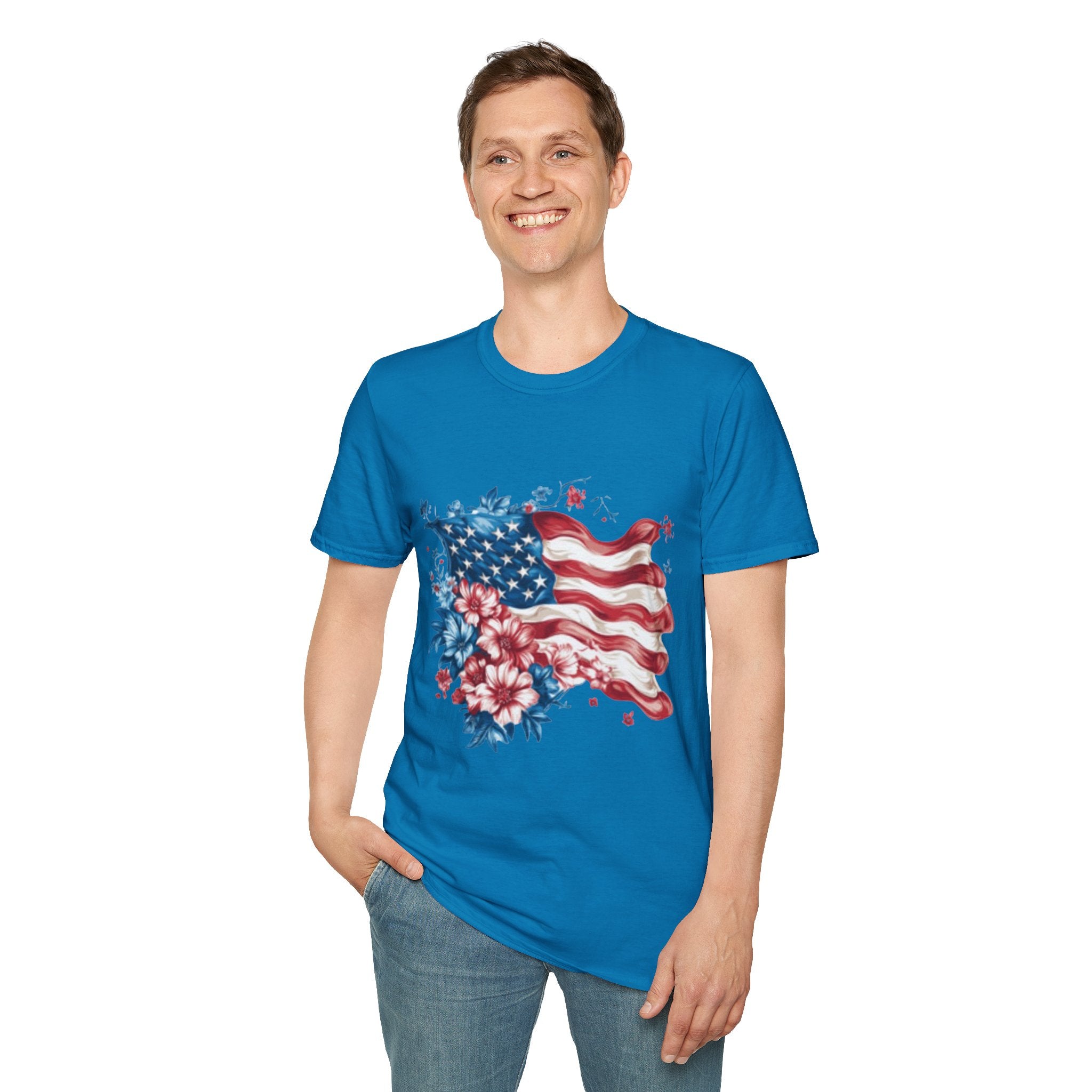 Patriotic USA Flag Unisex Softstyle T-Shirt