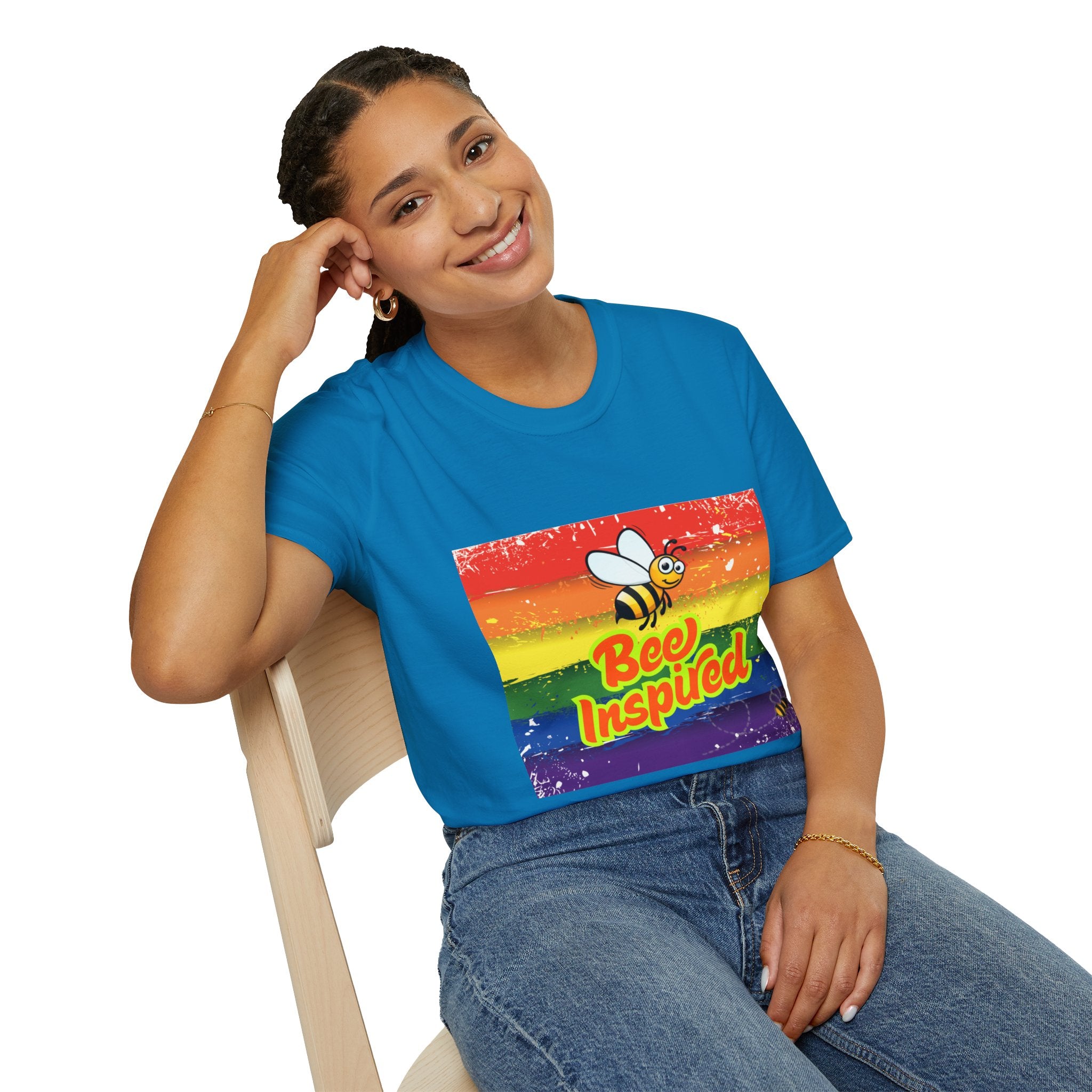 Bee Inspired Rainbow Unisex Softstyle T-Shirt