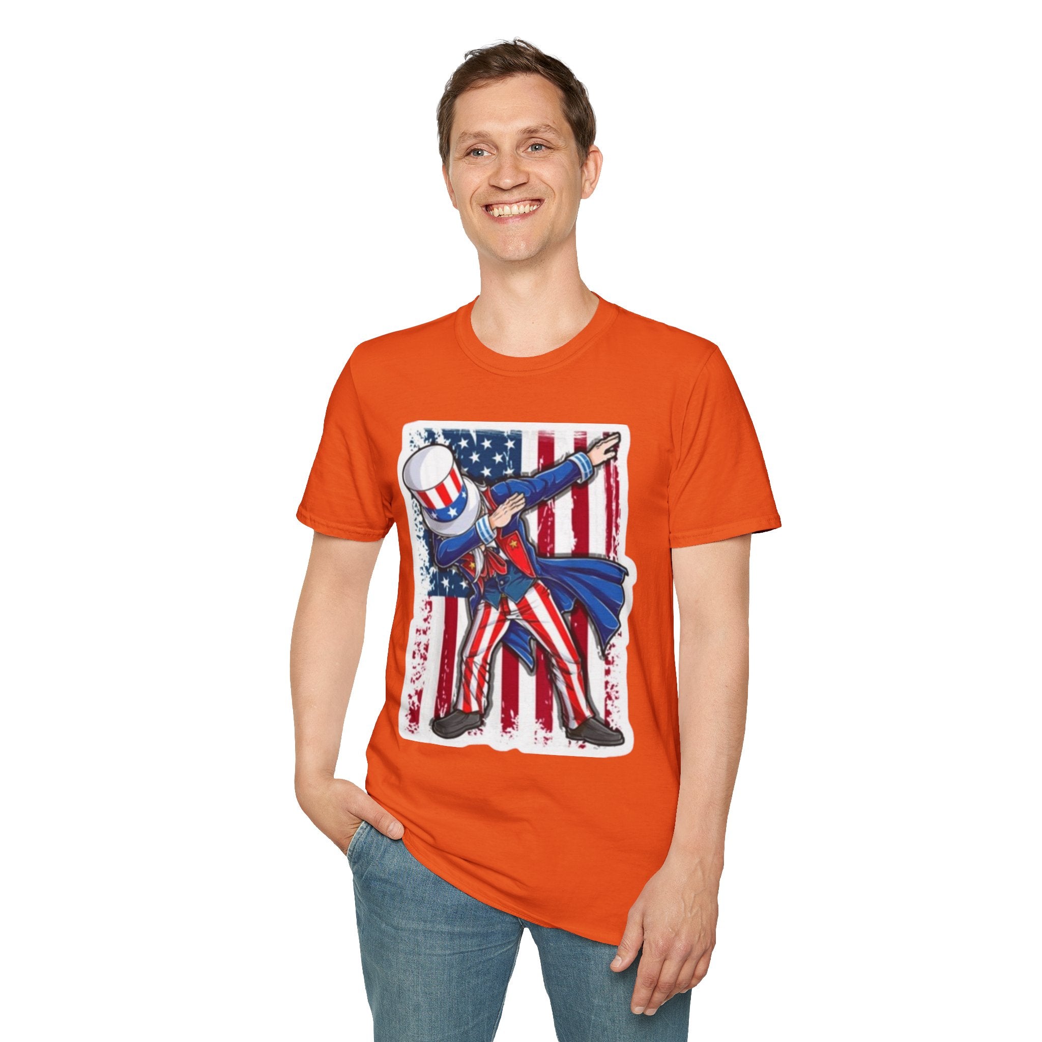 Patriotic Uncle Sam Dabbing Unisex Softstyle T-Shirt