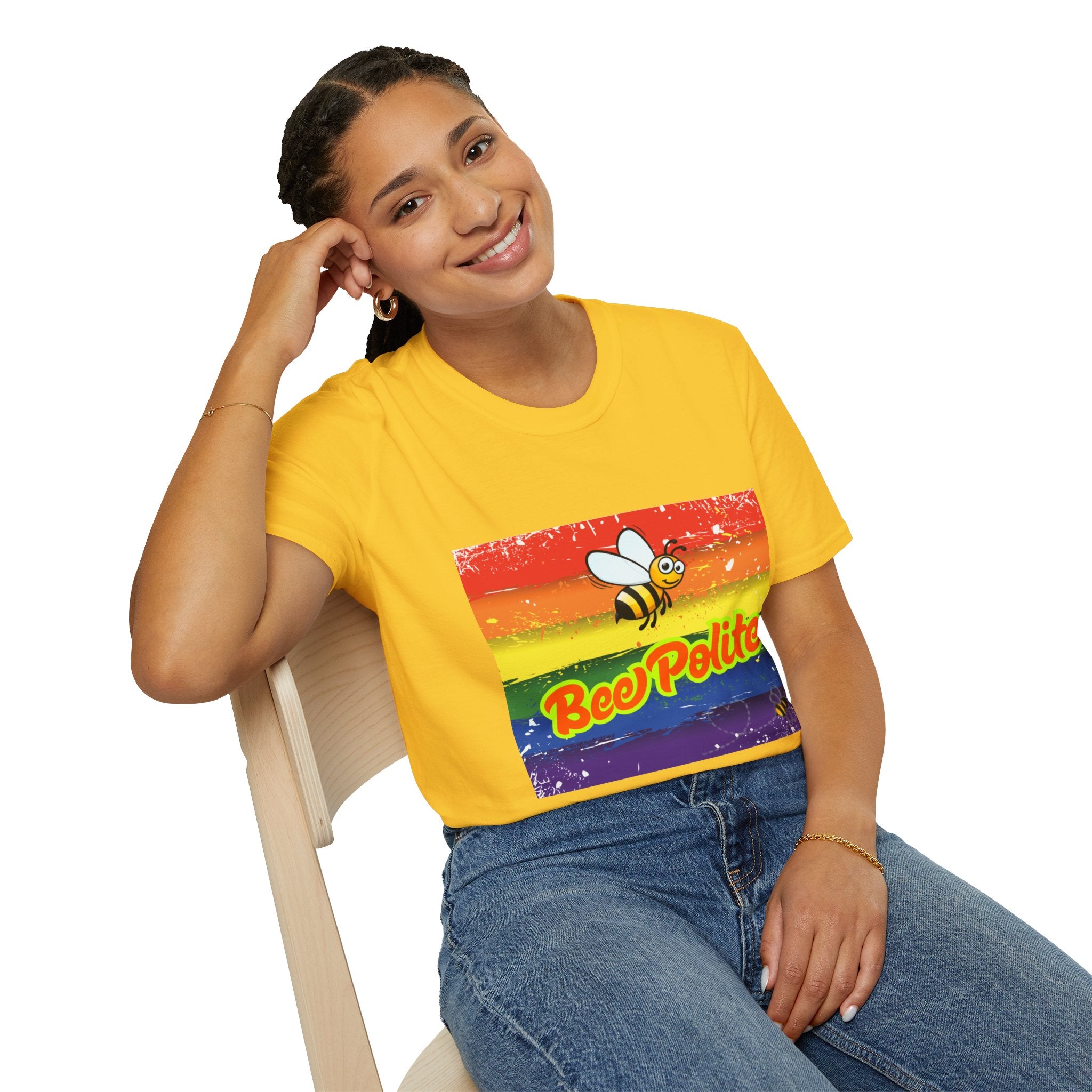 Bee Polite Rainbow Unisex Softstyle T-Shirt
