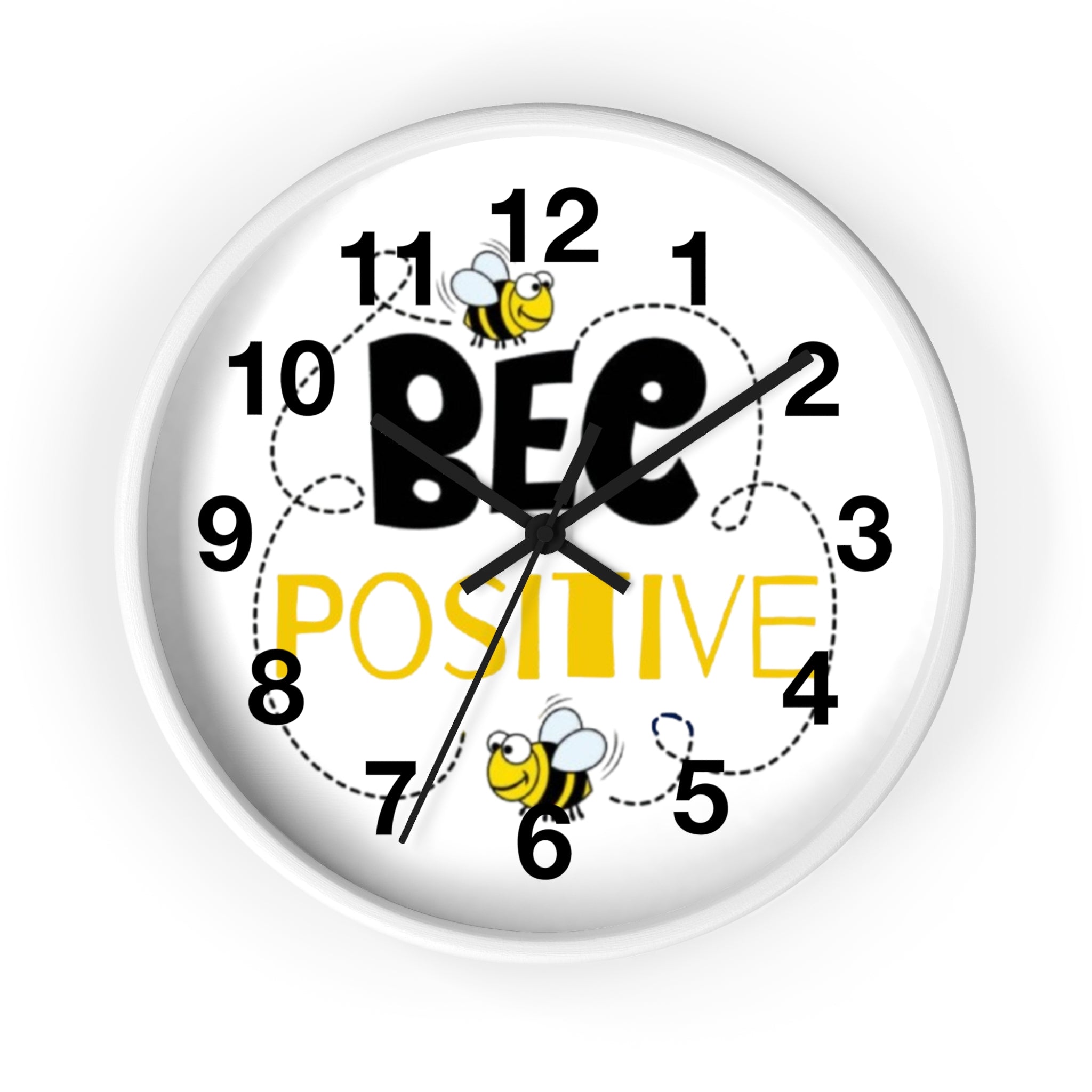 Bee Positive Inspirational Wall Clock
