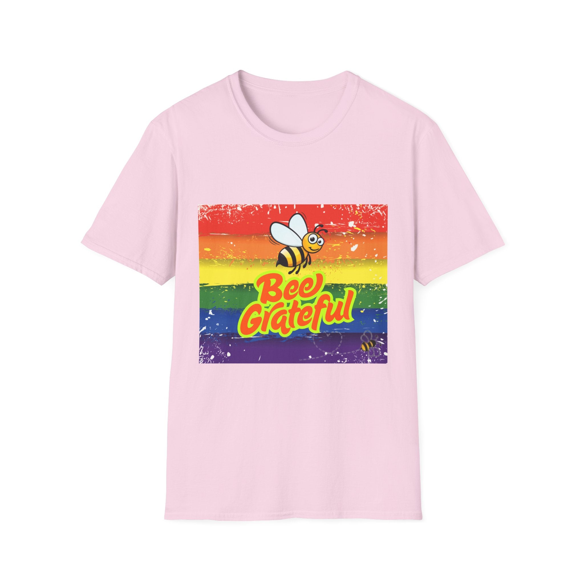 Bee Grateful Rainbow Unisex Softstyle T-Shirt