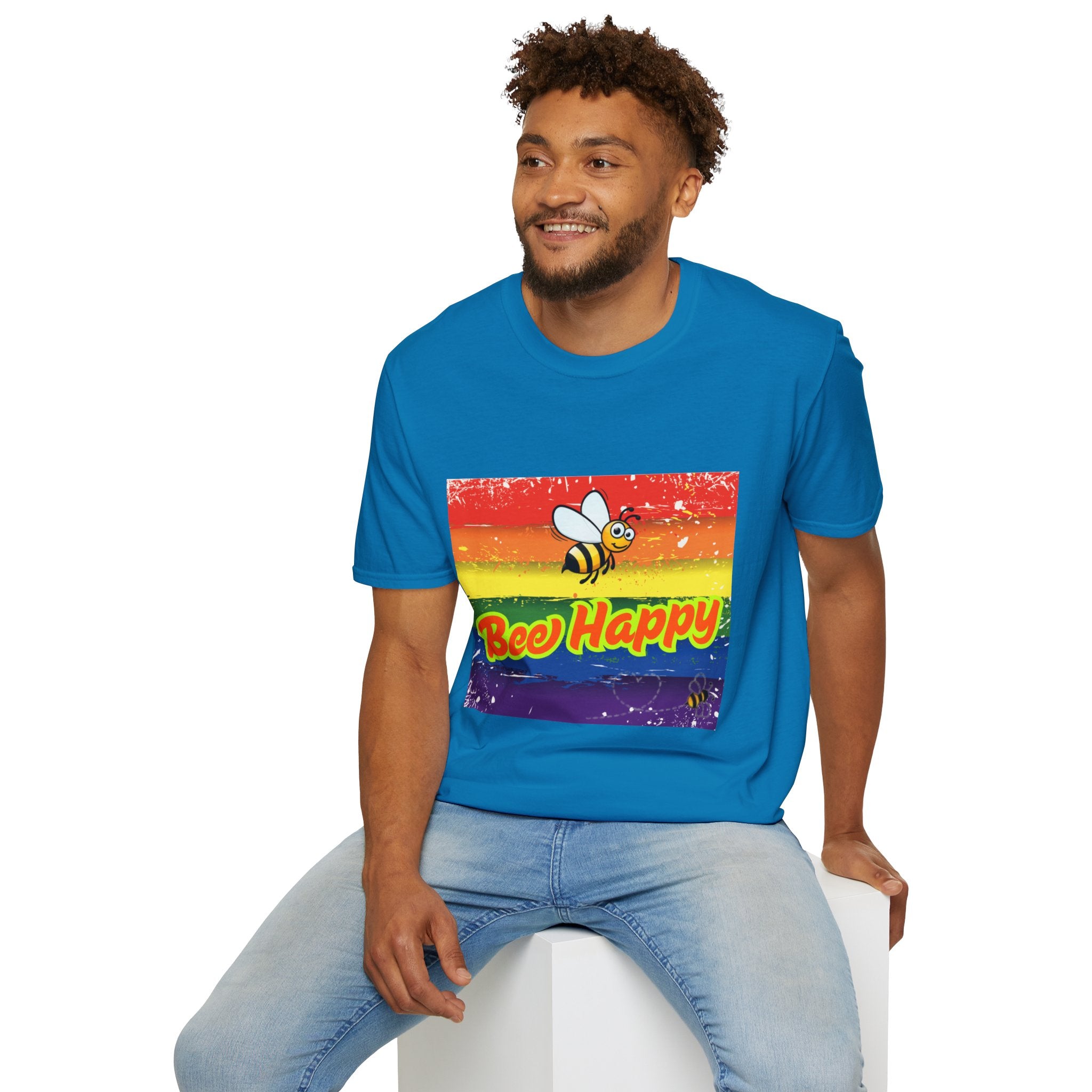 Bee Happy Rainbow Unisex Softstyle T-Shirt