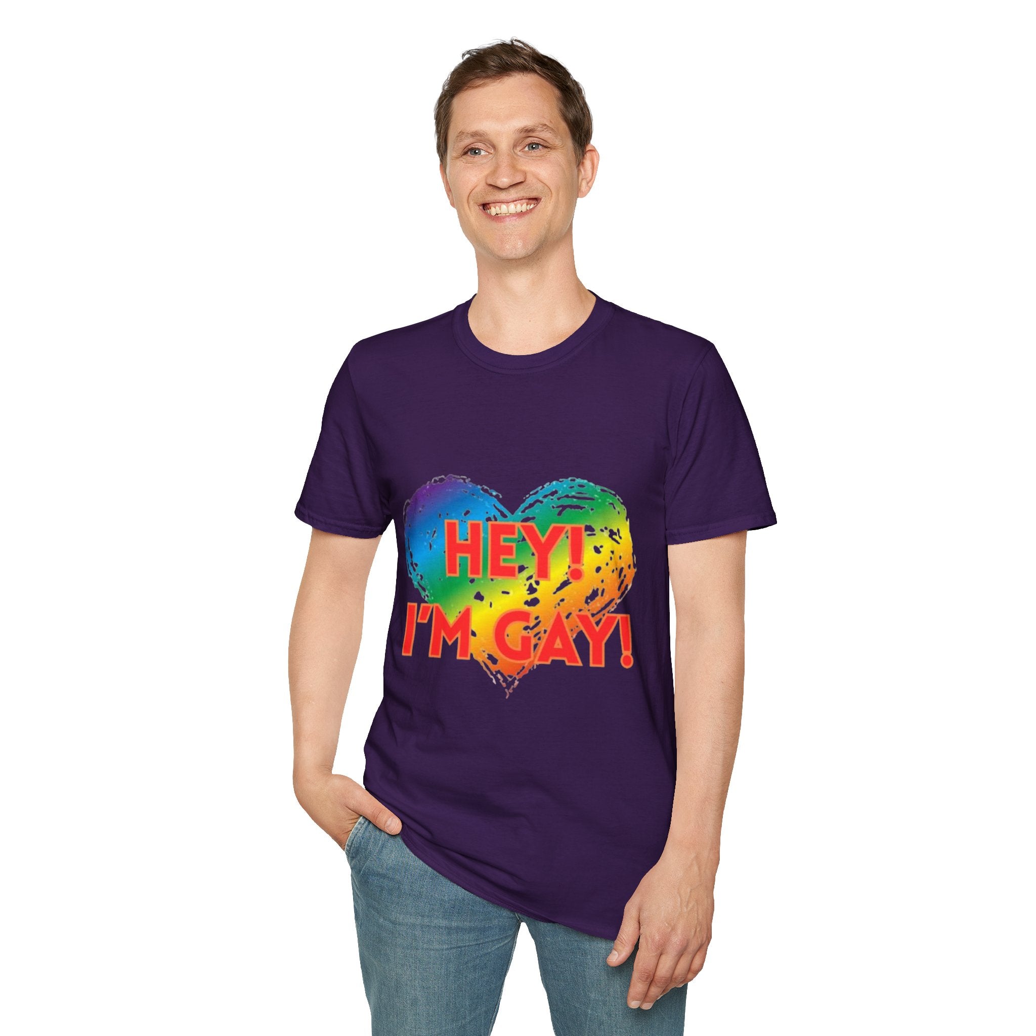 Hey I'm Gay! Unisex Softstyle T-Shirt