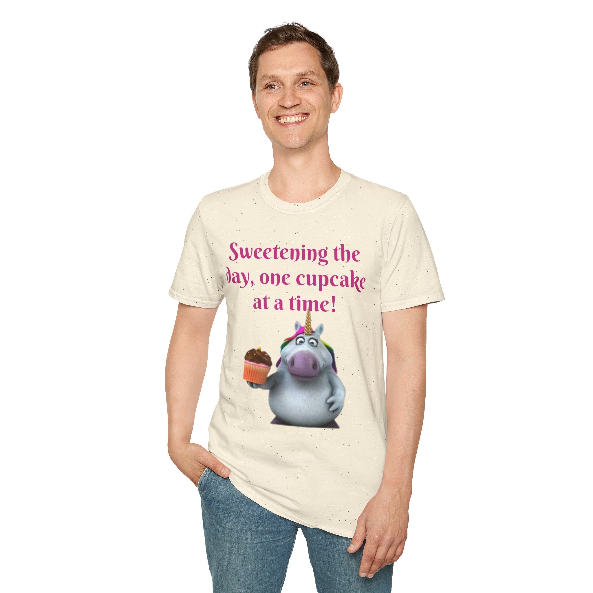 Sweetening The Day, One Cupcake At A Time! Unicorn Unisex Softstyle T-Shirt