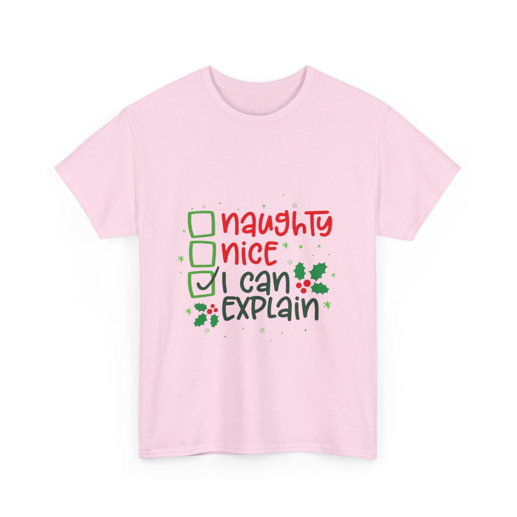 Naughty, Nice, I Can Explain Unisex Heavy Cotton T-Shirt