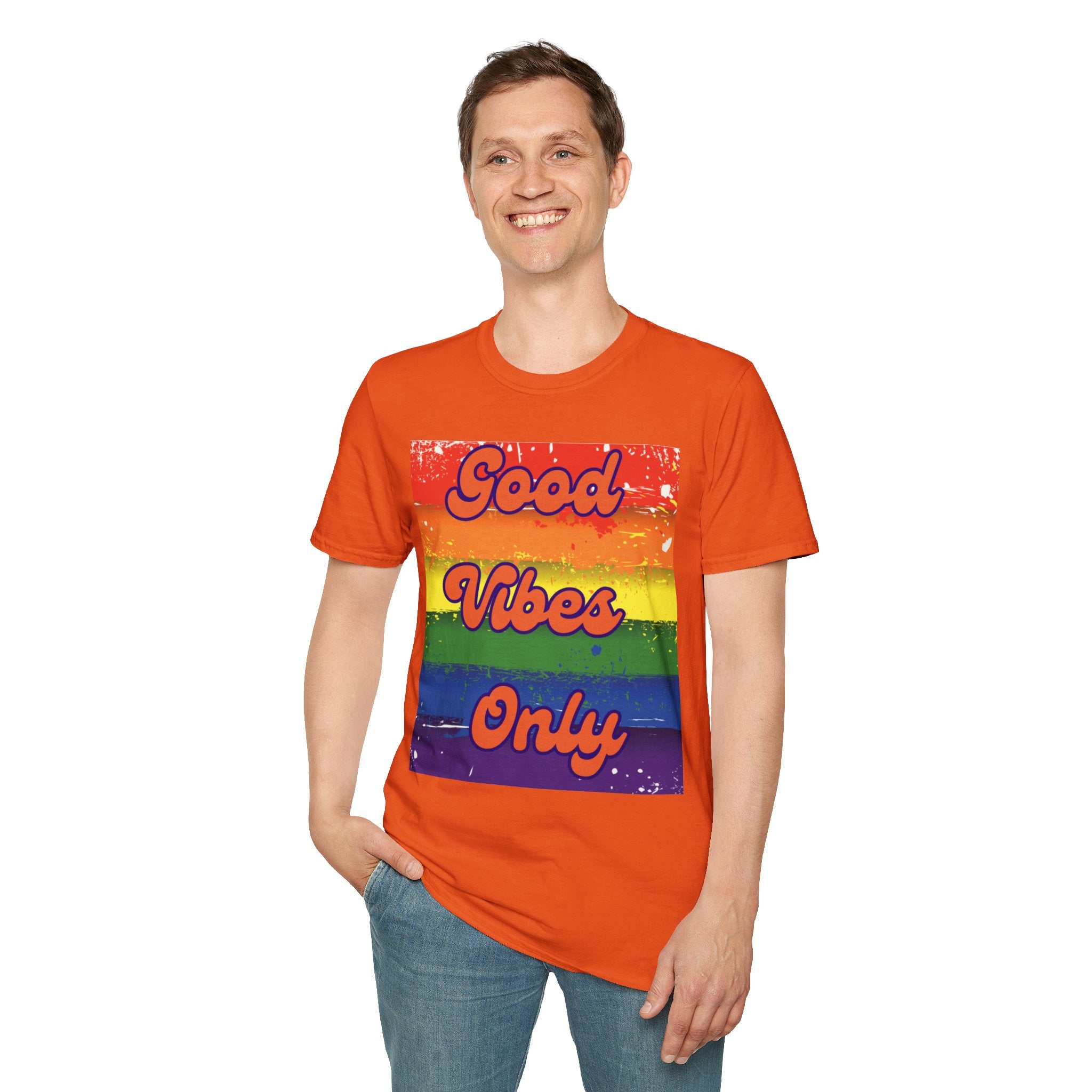 Good Vibes Only Orange Unisex Softstyle T-Shirt