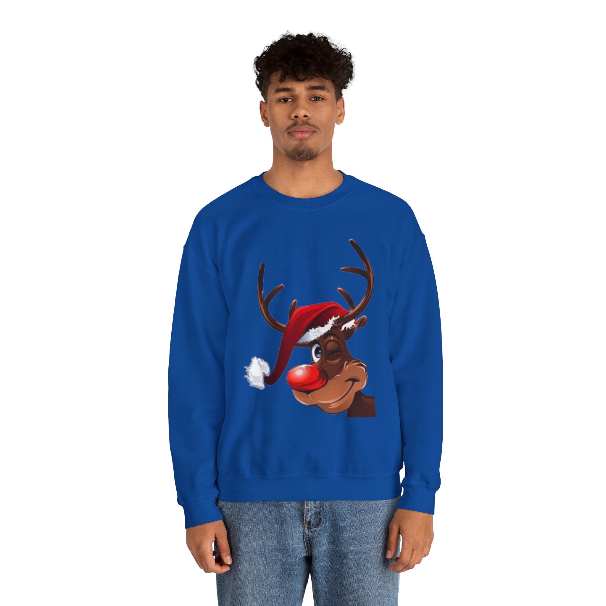 Festive Reindeer Unisex Heavy Blend™ Crewneck Sweatshirt