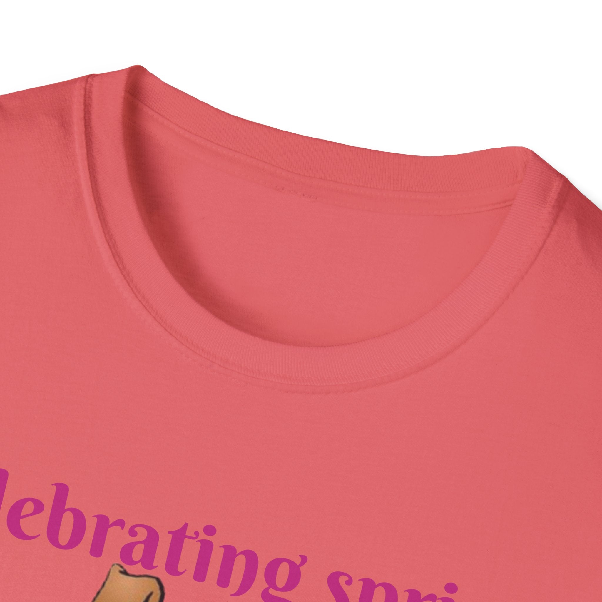 Celebrating Spring With Flowers And Friends Bunny Unisex Softstyle T-Shirt