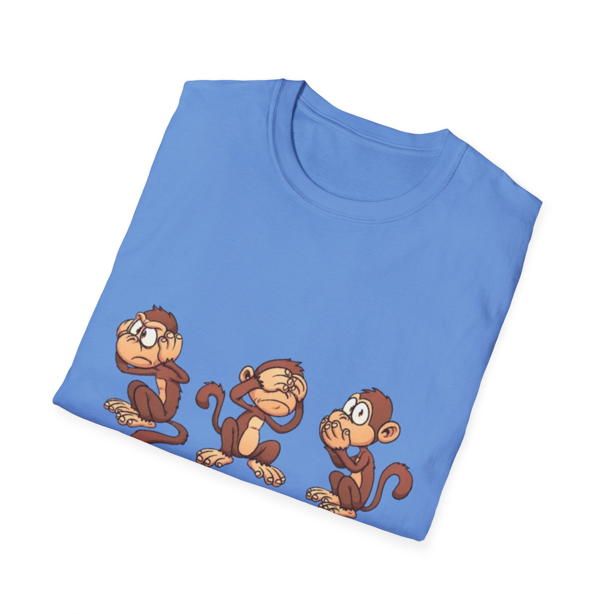 Monkey Hear, See, Say What? Unisex Softstyle T-Shirt