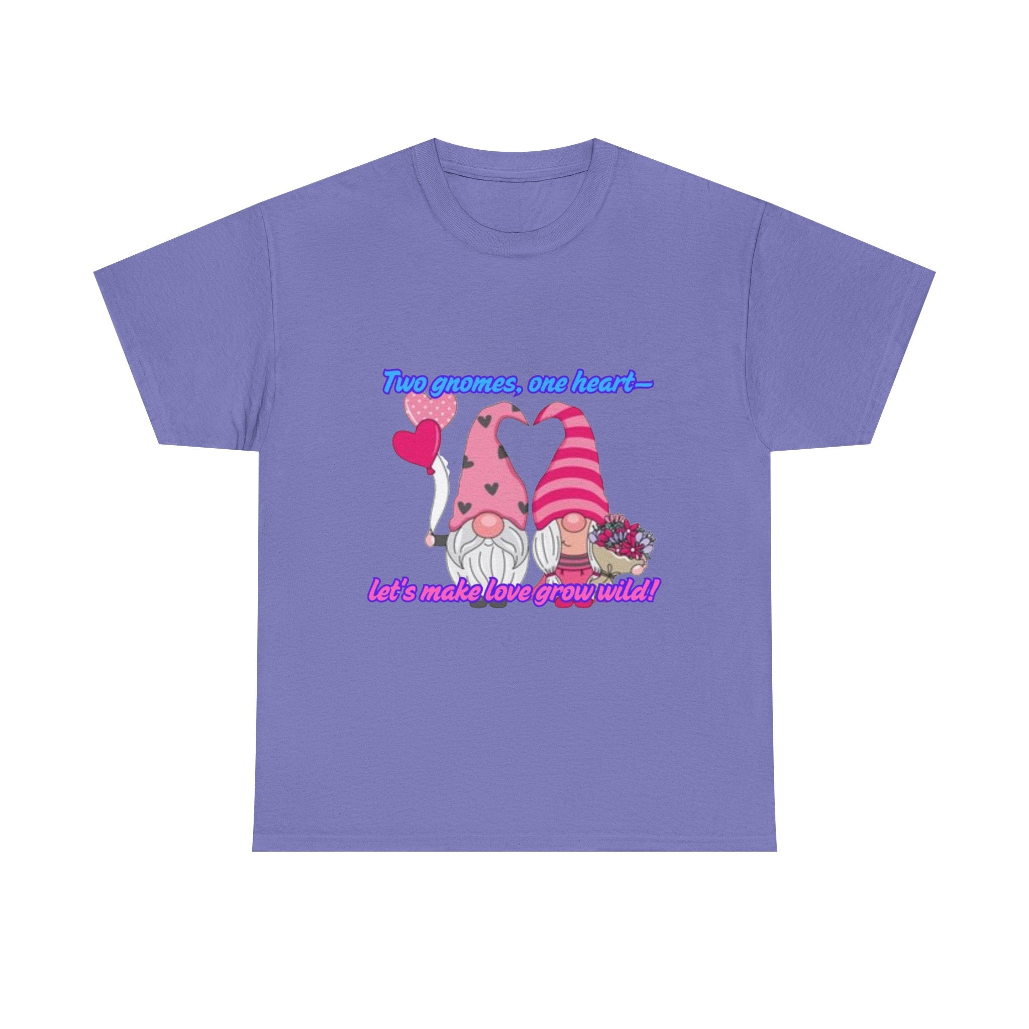 Two Gnomes, One Heart- Let's Make Love Grow Wild Unisex Heavy Cotton T-Shirt