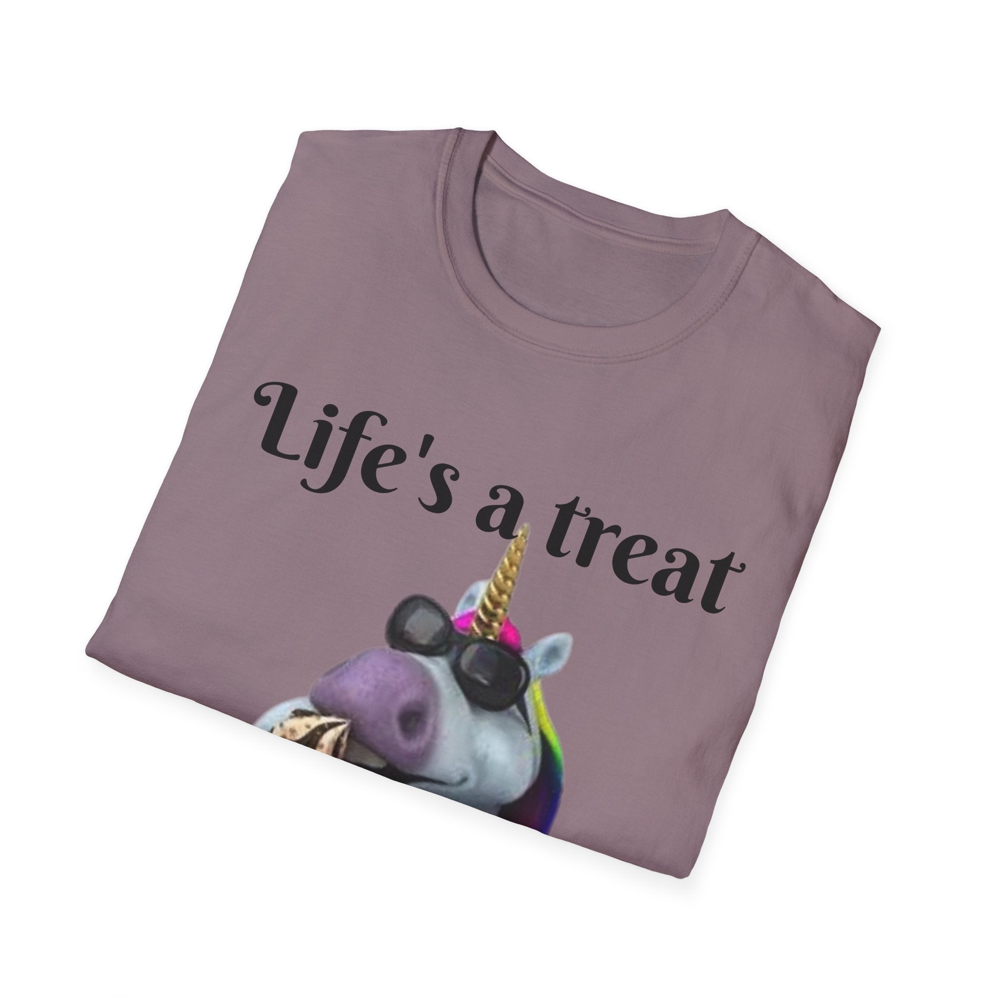 Life's A Treat Unicorn Unisex Softstyle T-Shirt