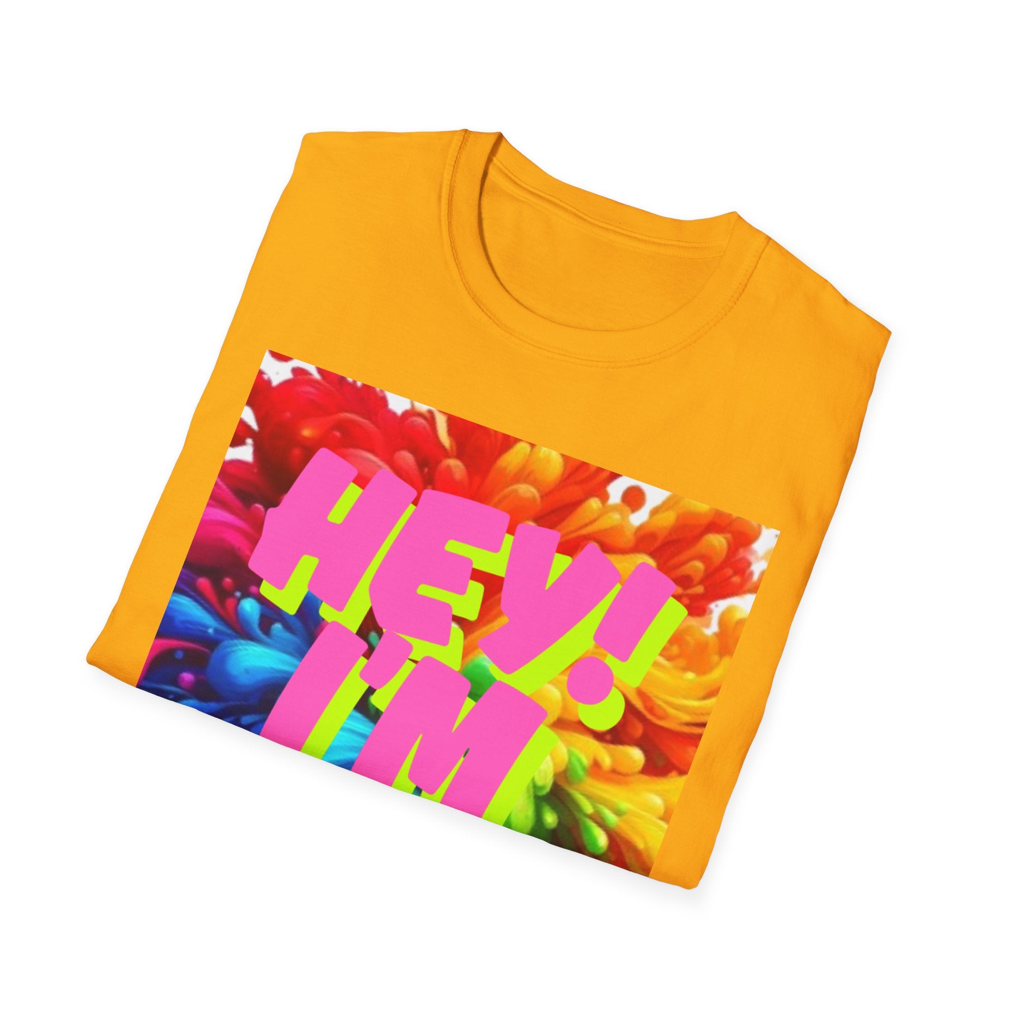 Hey I'm Gay! Heart Unisex Softstyle T-Shirt