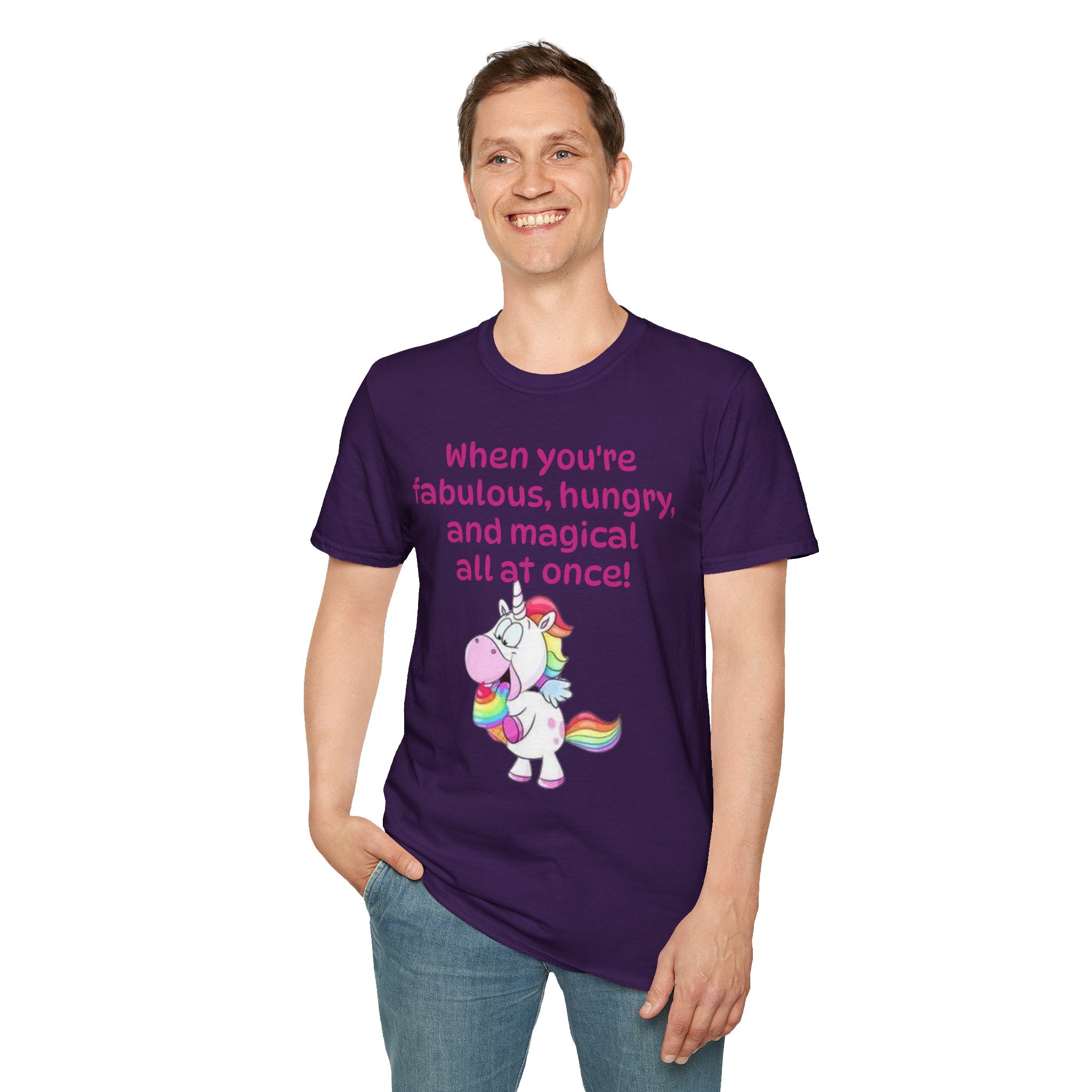 When You're Fabulous, Hungry, And Magical All At Once! Unicorn Unisex Softstyle T-Shirt