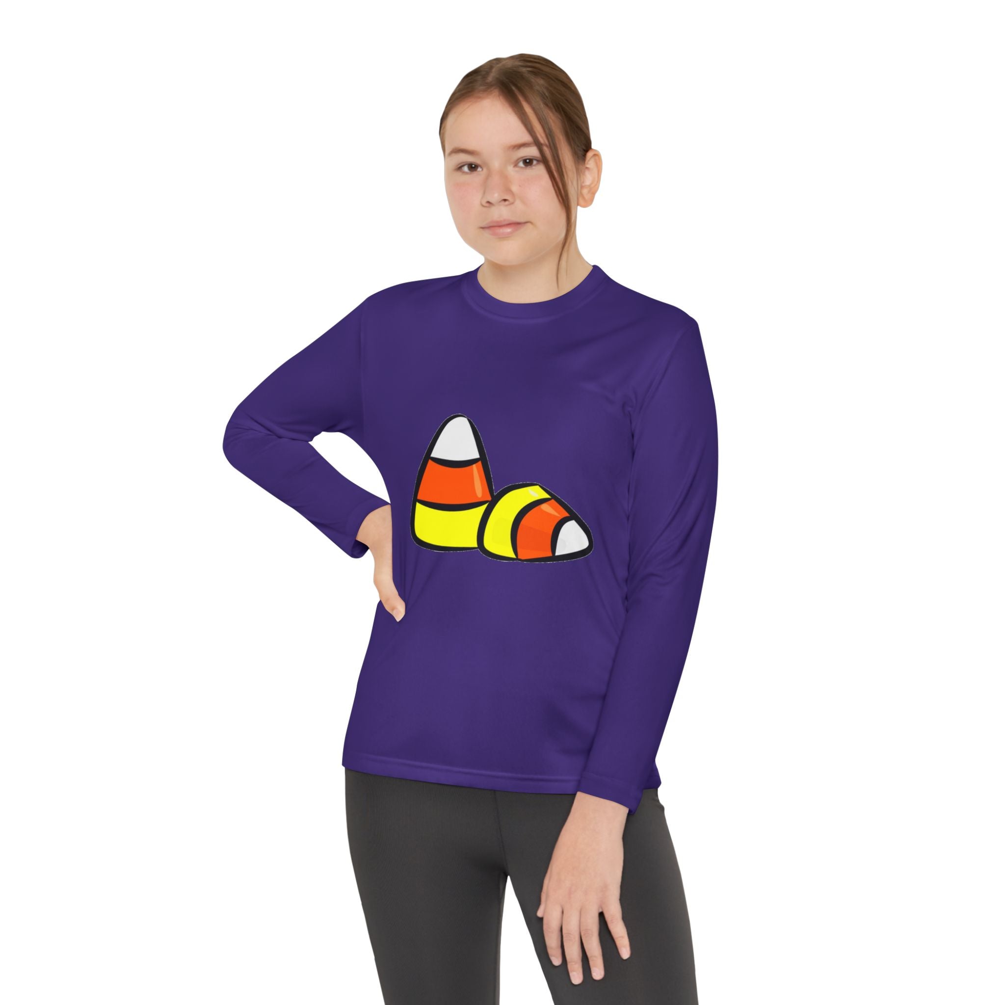 Halloween Candy Corn Youth Long Sleeve Competitor T-Shirt