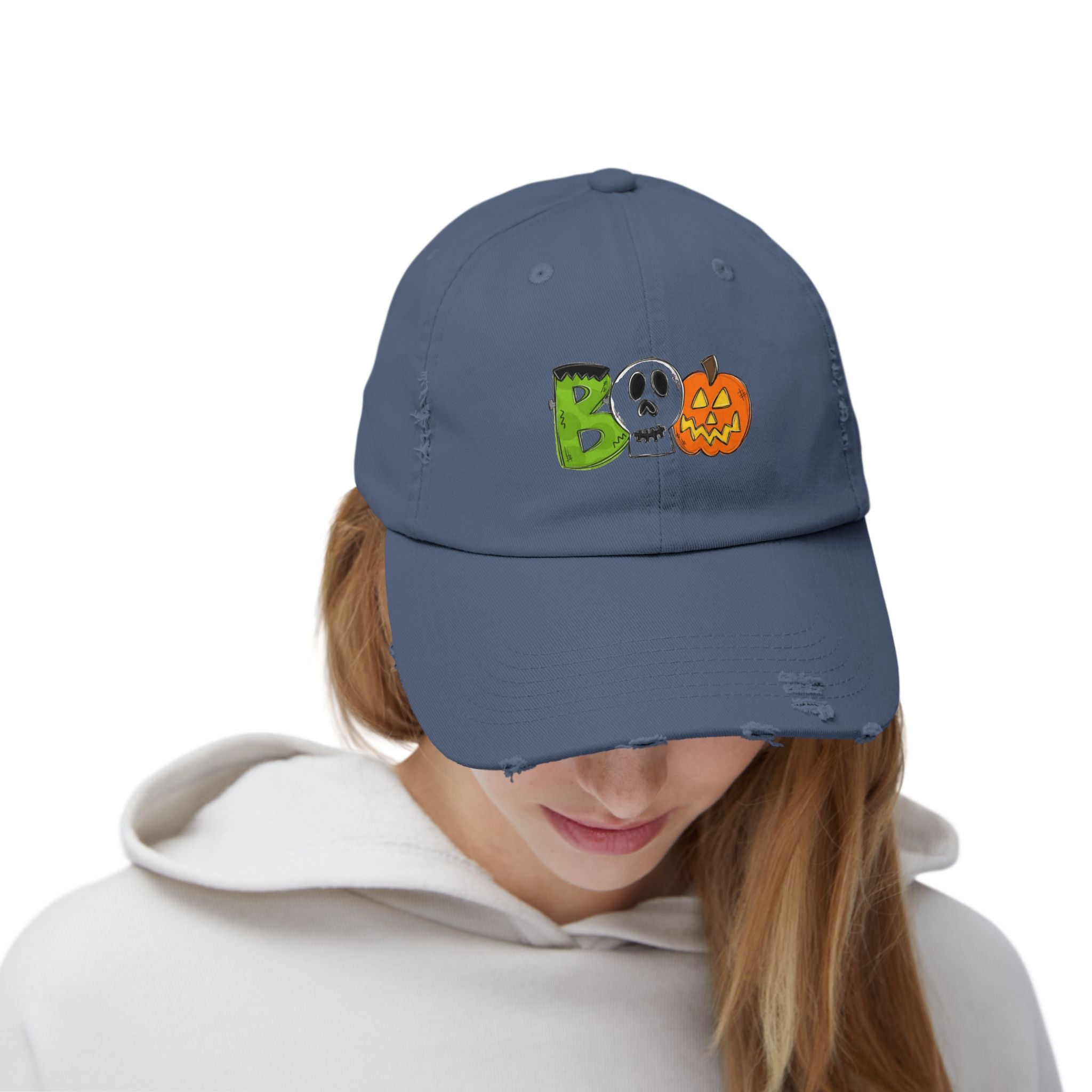 Halloween BOO Unisex Distressed Cap