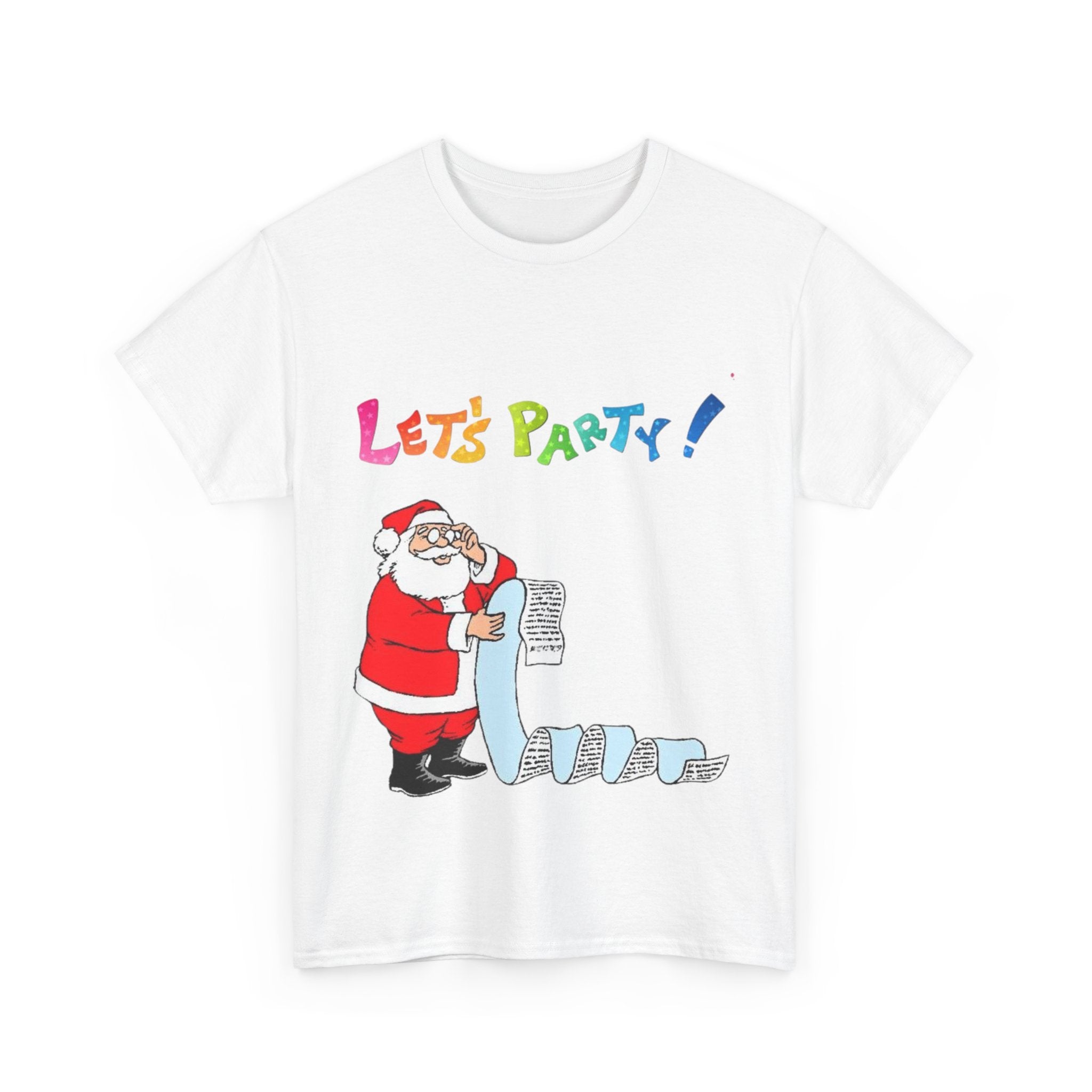 Let's Party! Santa Checking His List Unisex Heavy Cotton T-Shirt