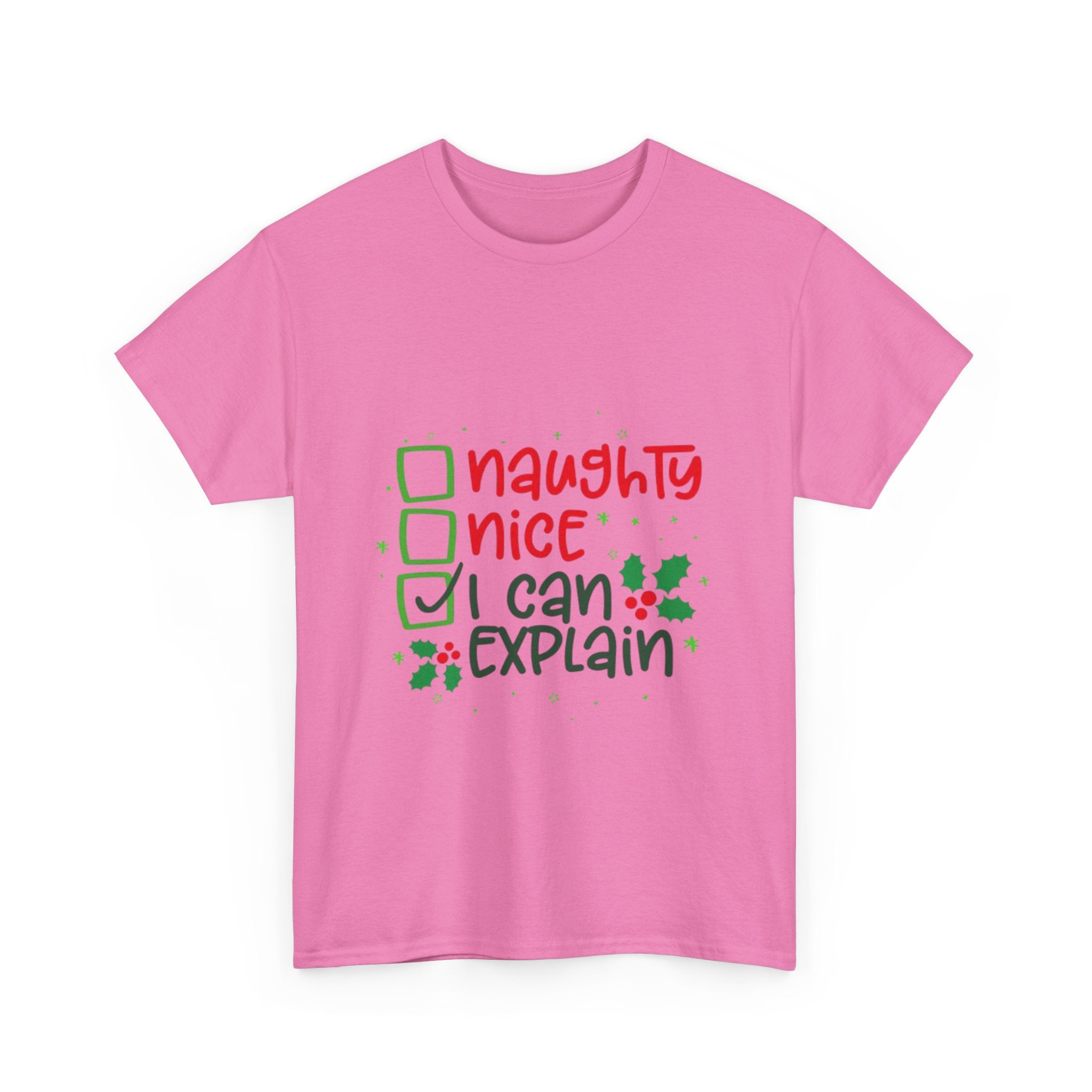 Naughty, Nice, I Can Explain Unisex Heavy Cotton T-Shirt