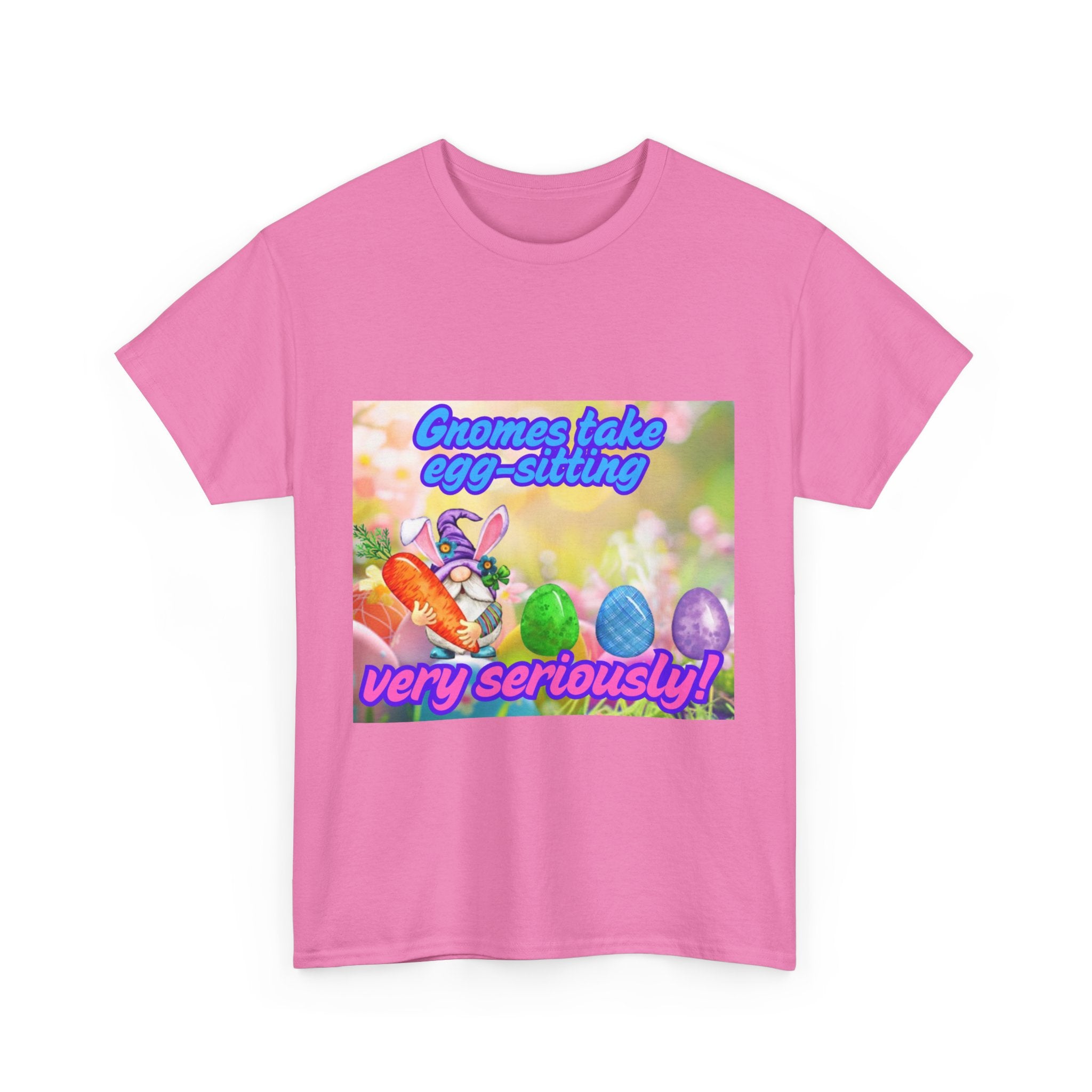 Gnomes Take Egg-Sitting Very Seriously Unisex Heavy Cotton T-Shirt