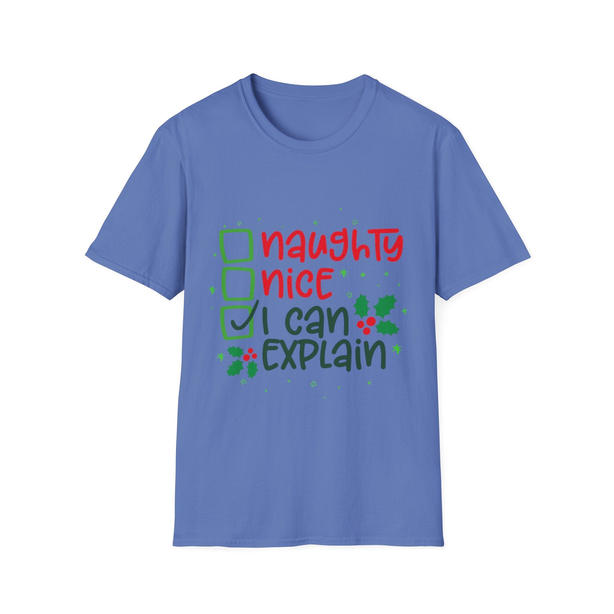 Naughty, Nice, I Can Explain Unisex Softstyle T-Shirt