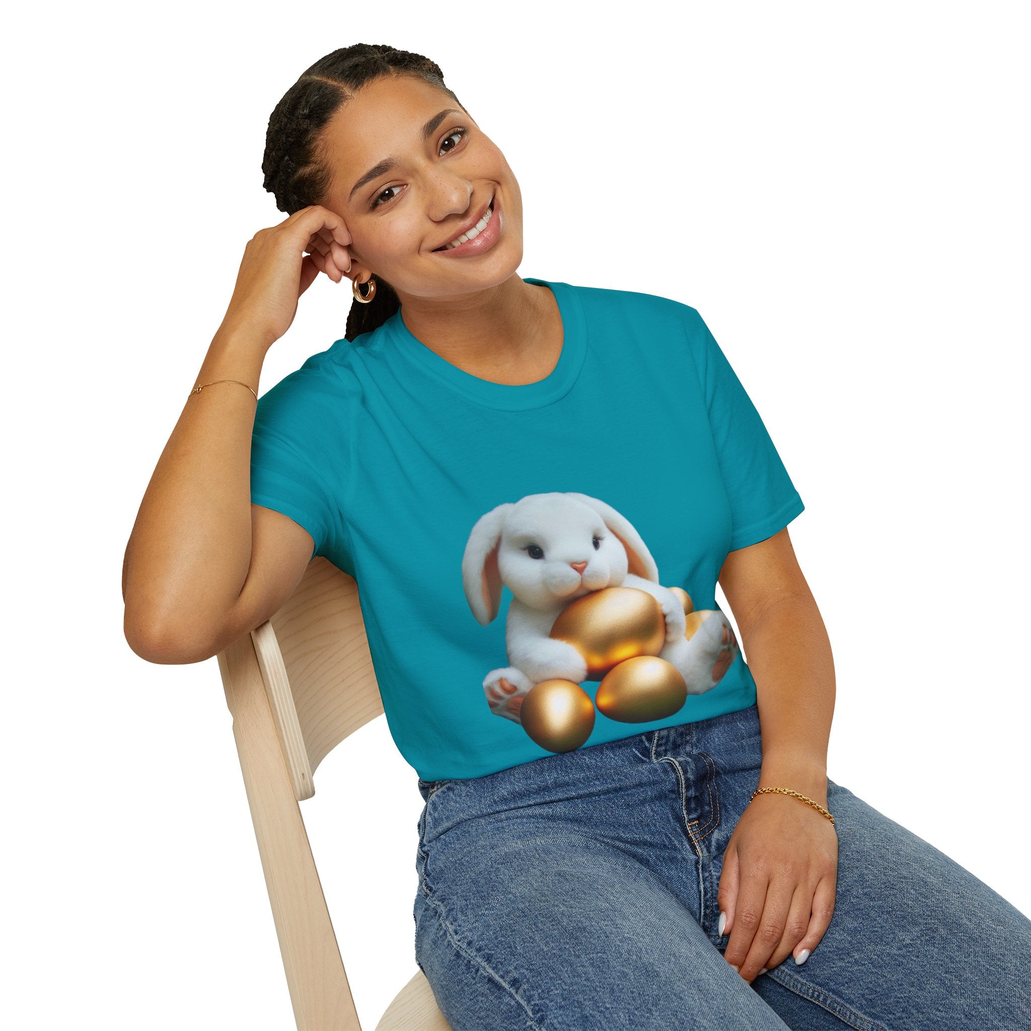 Easter Bunny And His Golden Eggs Unisex Softstyle T-Shirt