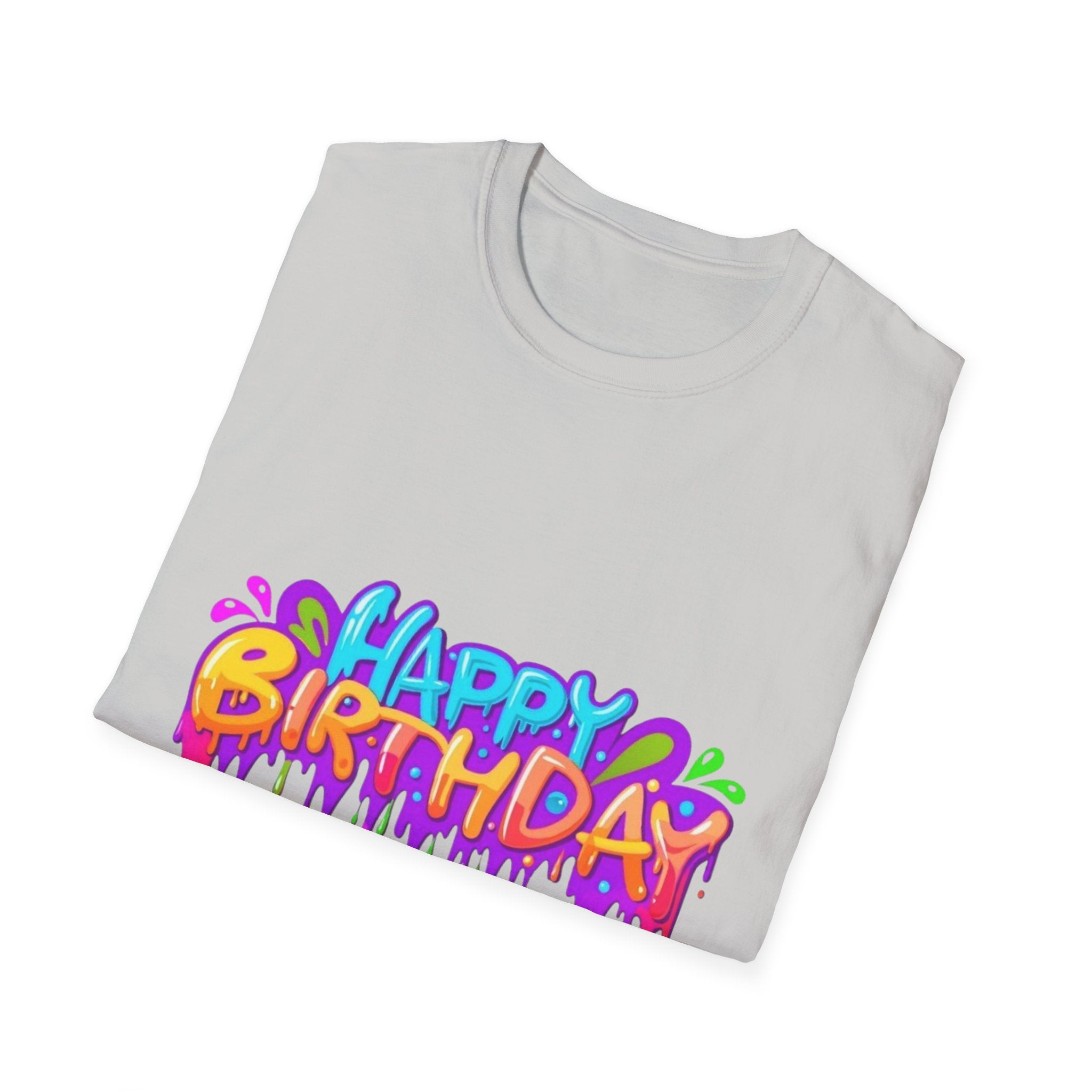 Happy Birthday Unisex Softstyle Short Sleeve T-Shirt Personalize It!