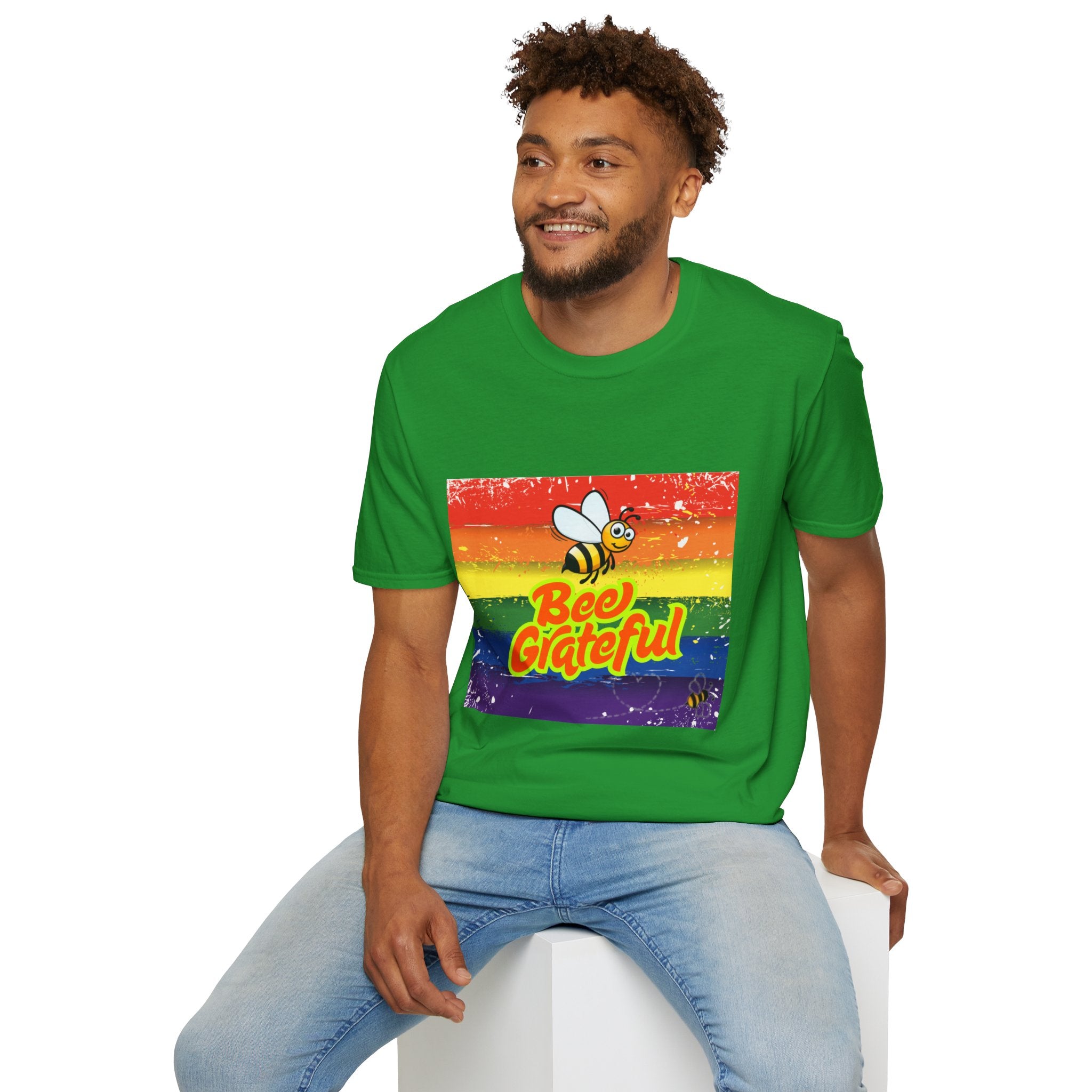 Bee Grateful Rainbow Unisex Softstyle T-Shirt