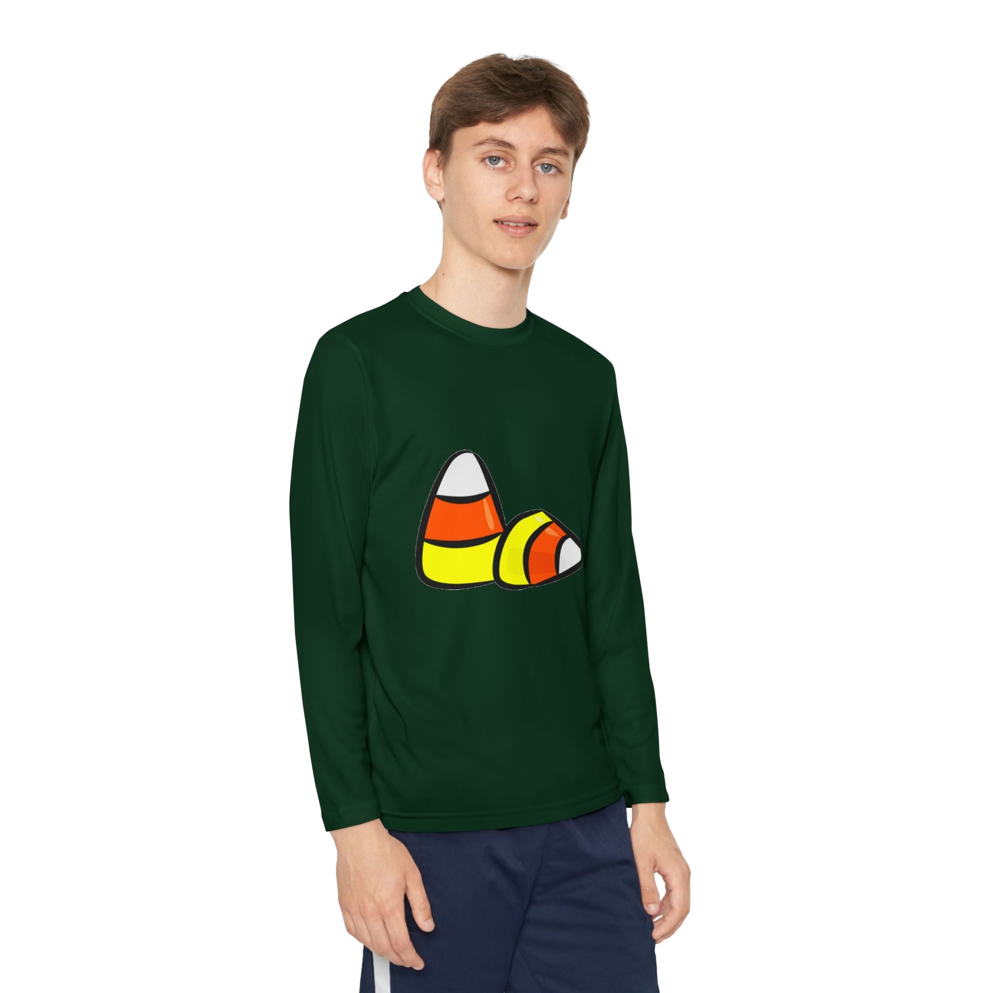 Halloween Candy Corn Youth Long Sleeve Competitor T-Shirt