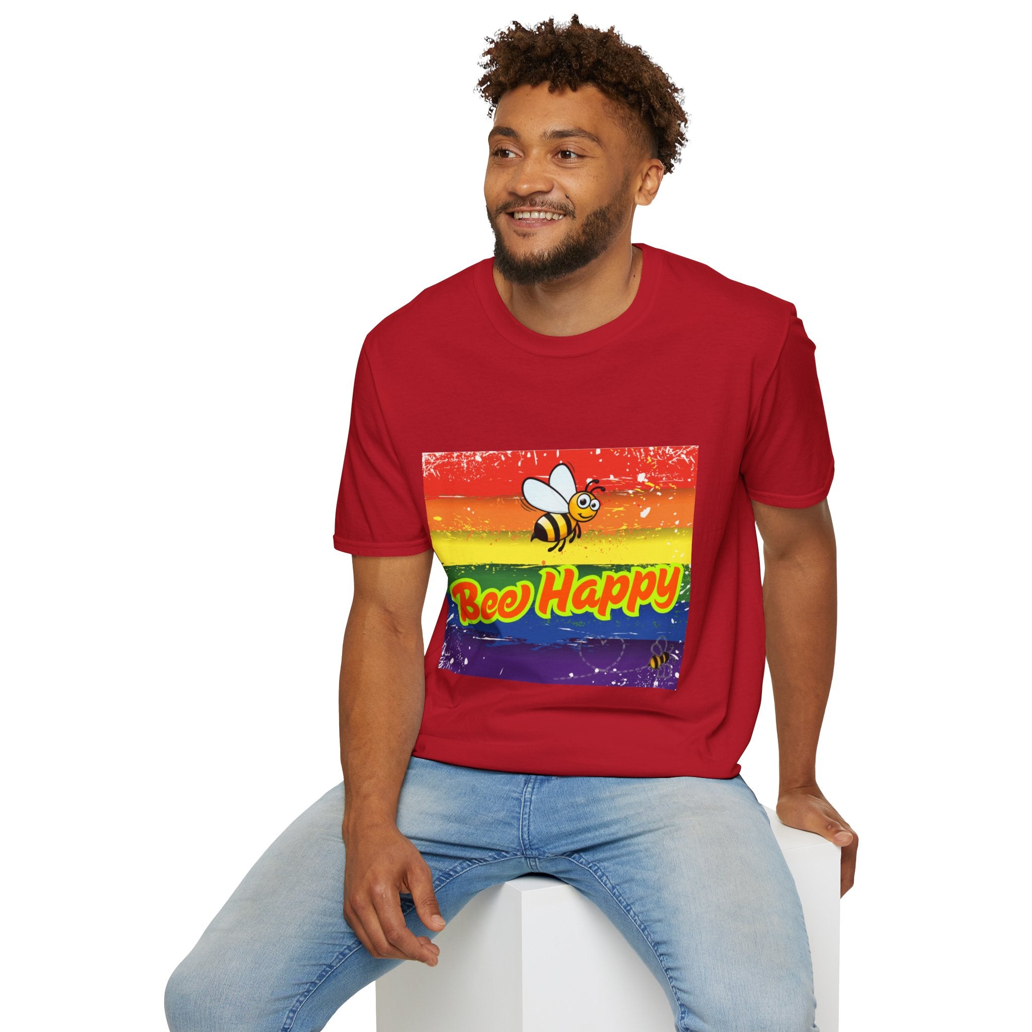 Bee Happy Rainbow Unisex Softstyle T-Shirt