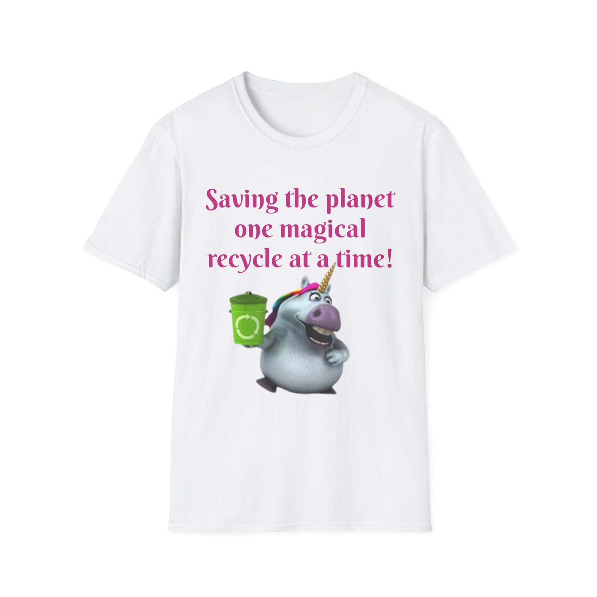 Saving The Planet One Magical Recycle At A Time! Unicorn Unisex Softstyle T-Shirt